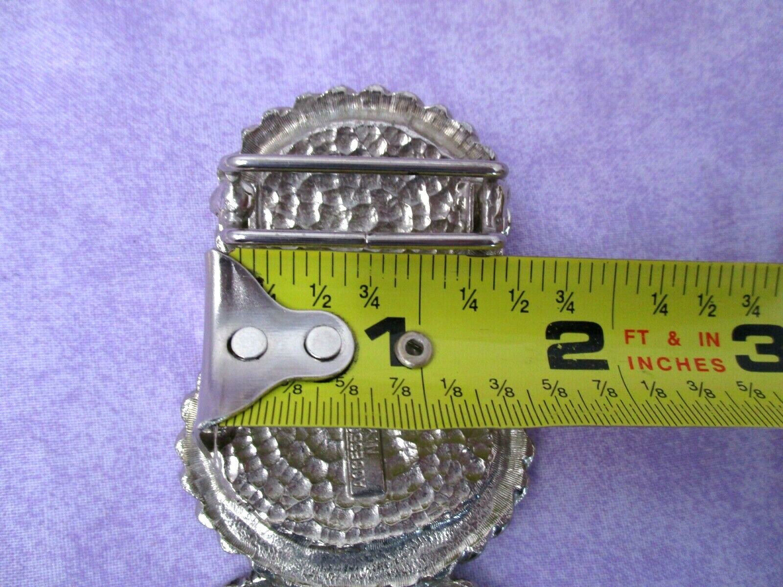 Vintage 80s Belt Buckle Large Statement Silvertone 6.25 in Accessorcraft Womens