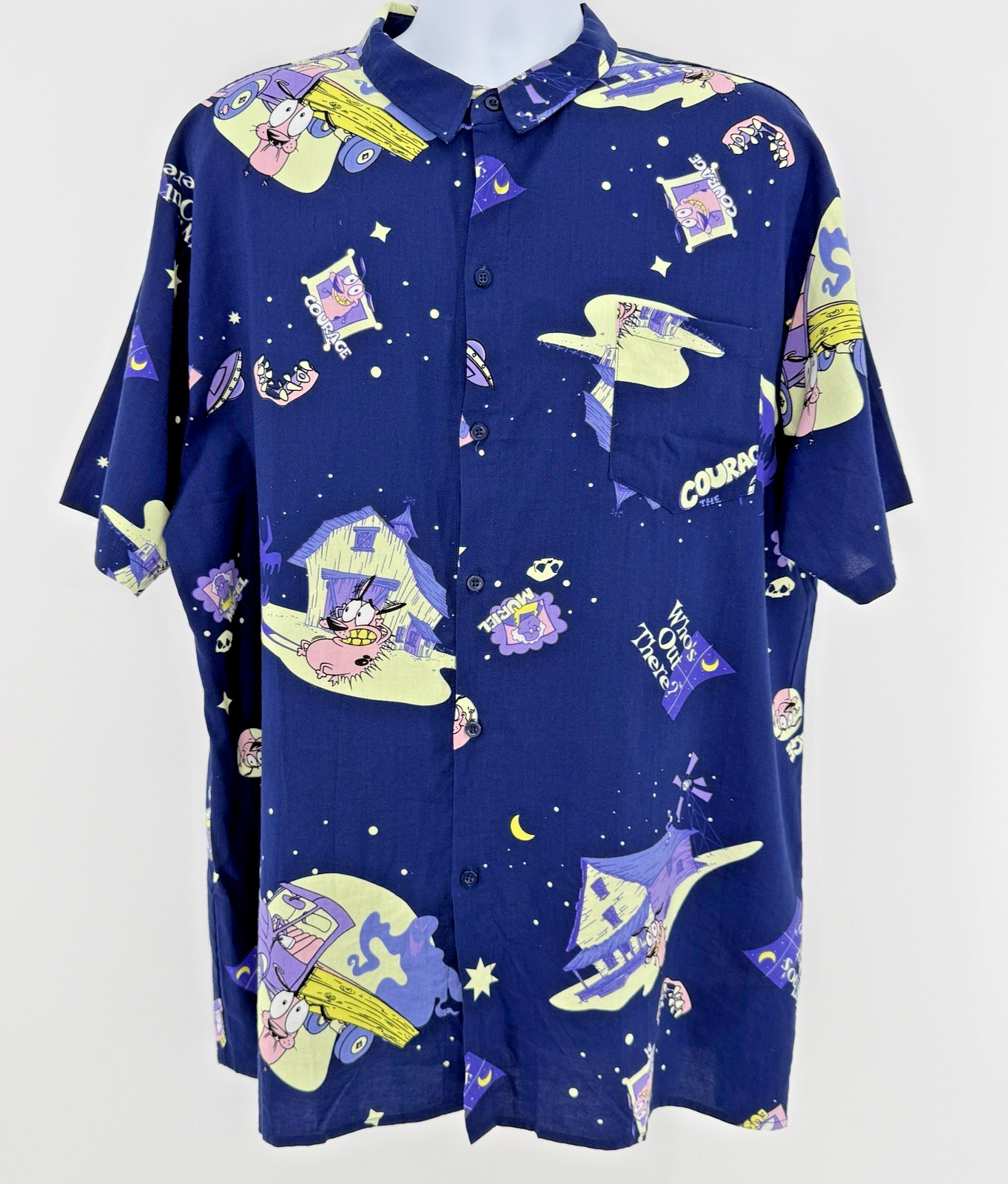 Courage The Cowardly Dog All Over Print Button Up Shirt XL Cartoon Network Y2K