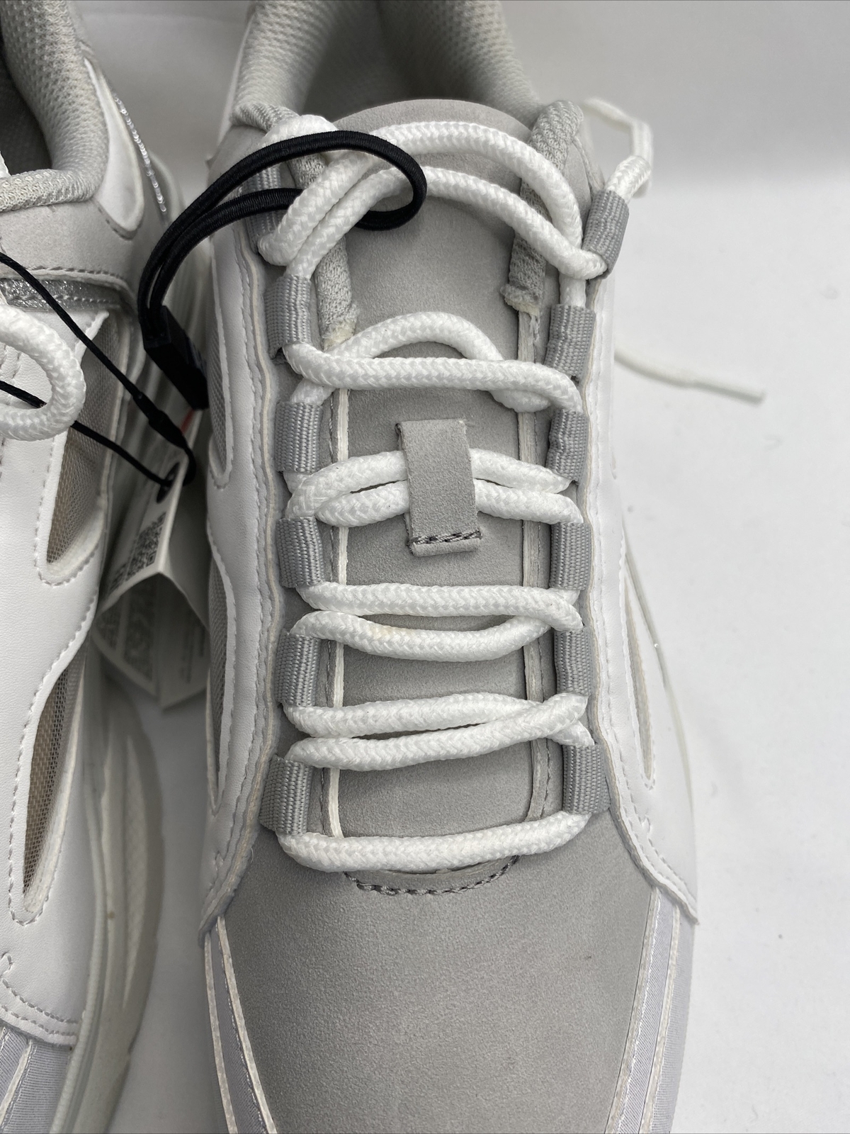 NEW ZARA White Silver Fashion SHINY MESH SNEAKERS Lace up USA 9 EU 40 K48