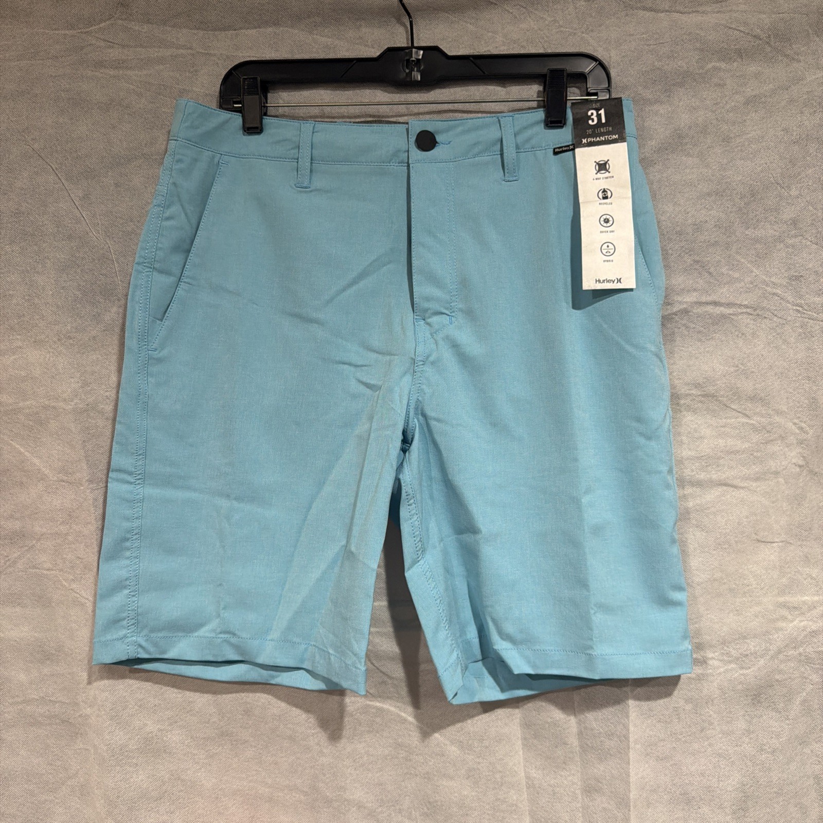 Hurley Phantom 20″ Hybrid Shorts Blue Glaze Size 31 New With Tags