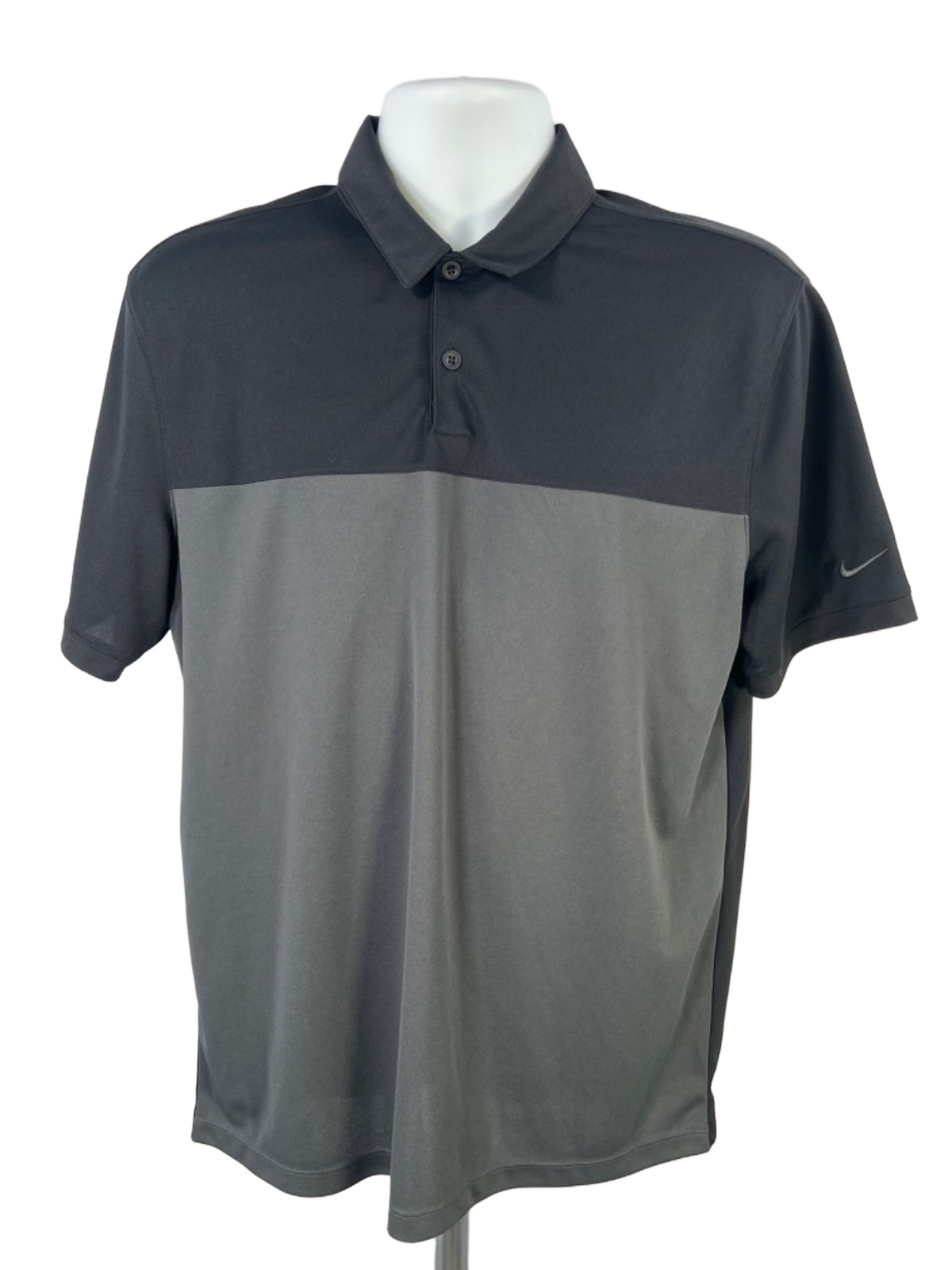 Nike Men’s Black/Gray Dri-Fit Short Sleeve Golf Polo Shirt – M