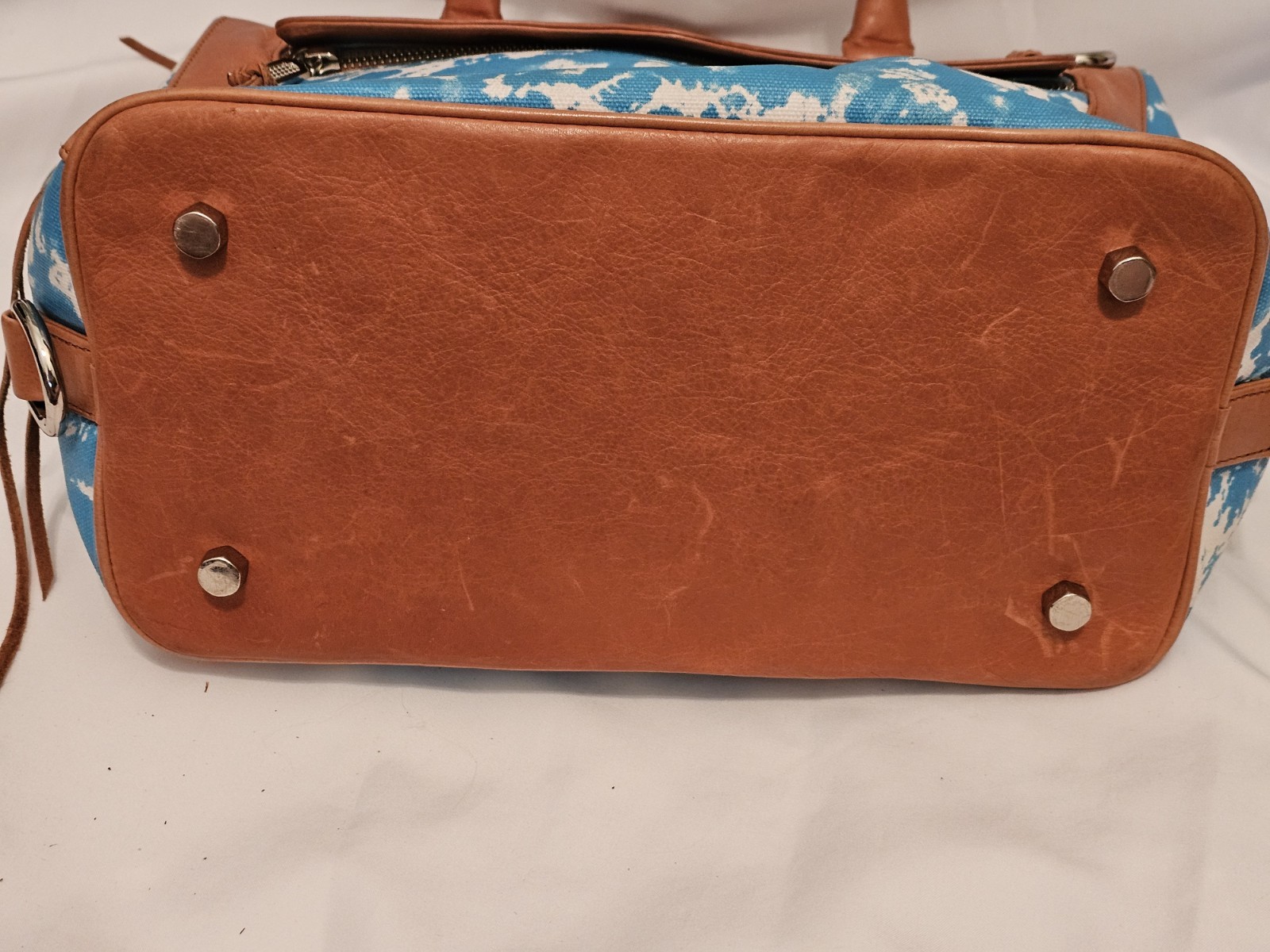 Rebecca Minkoff M.A.B Mini Satchel in Aqua, White and Tan* No Shoulder Strap*