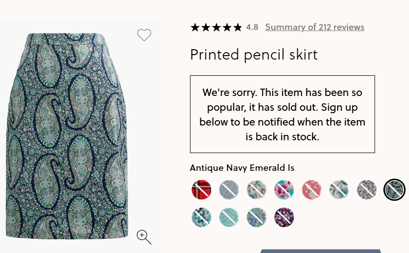 J Crew Pencil Skirt Paisley, Size 12, Cotton, Navy Teal Green +, Orig. ~$90!