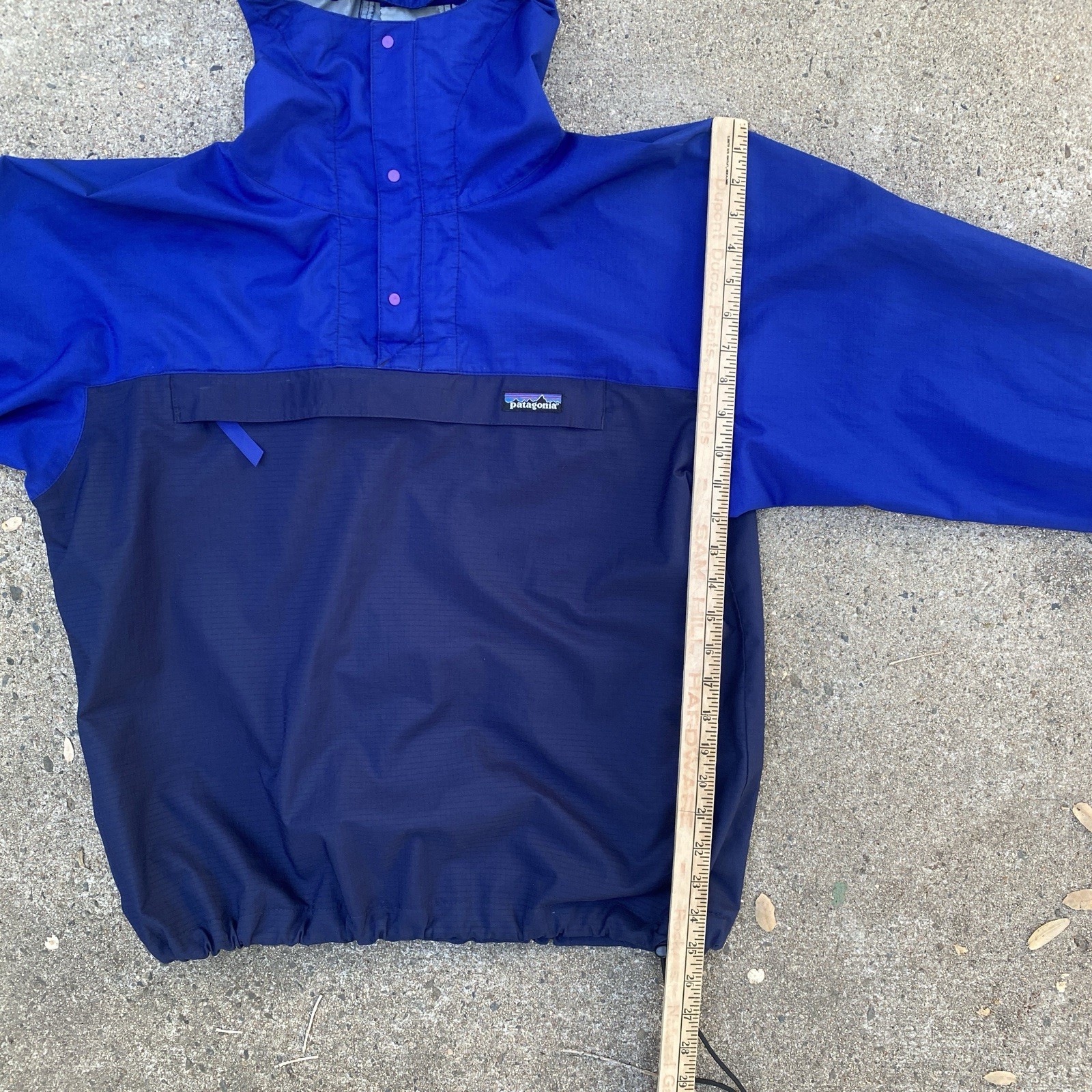 Vintage Patagonia Jacket Windbreaker Parka Blue Size Medium Ripstop Anorak 90s