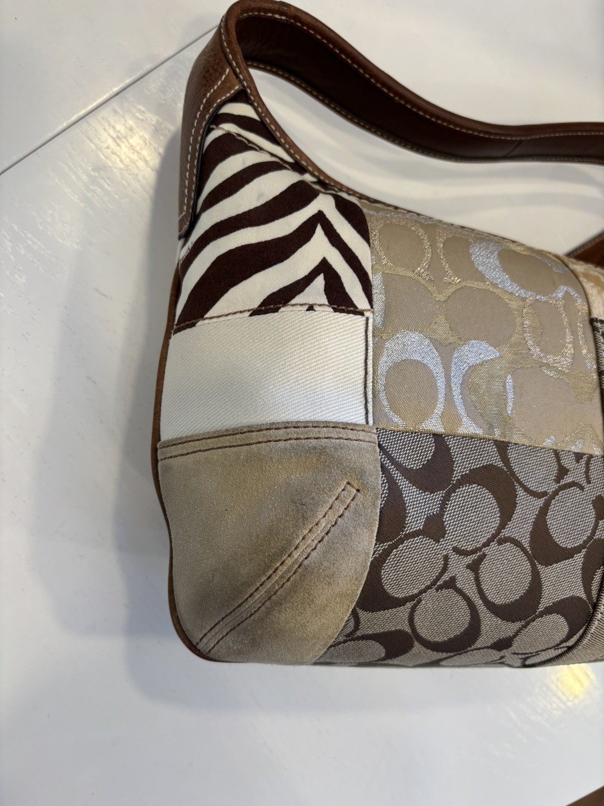 Vintage Coach Khaki Patchwork Ergo Hobo Bag 10808 and Medium Zip-Around Wallet