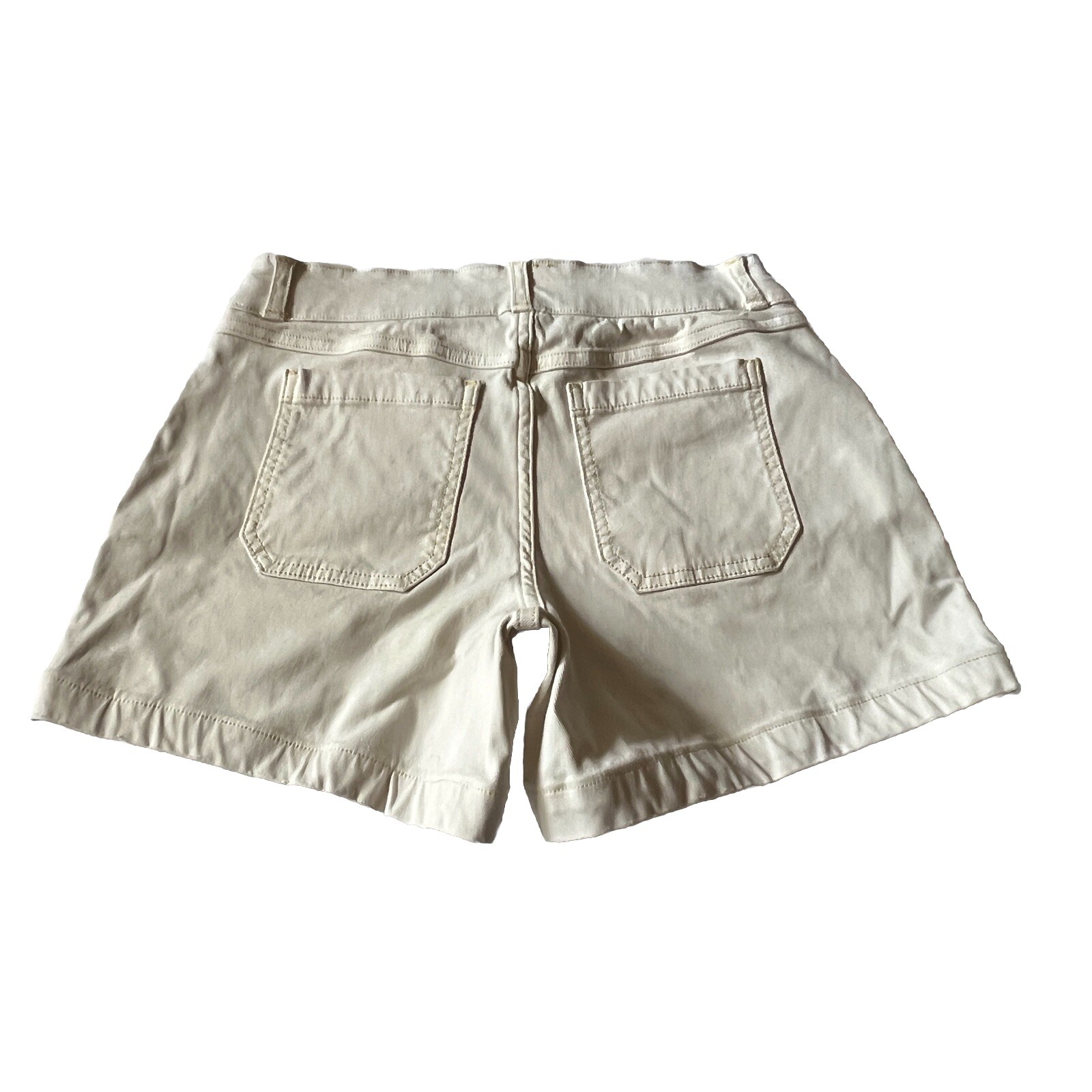 Spanx Stretch Twill Shorts Pull On Ivory W/Yellow Trim Women’s Size SP 26W