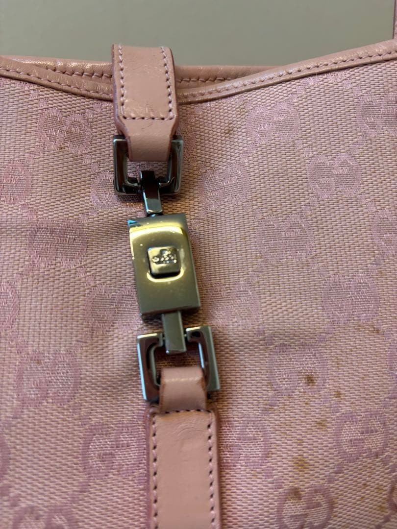 Gucci Pink GG pattern Canvas Leather Shoulder Bag Jackie 0013735 Used from Japan