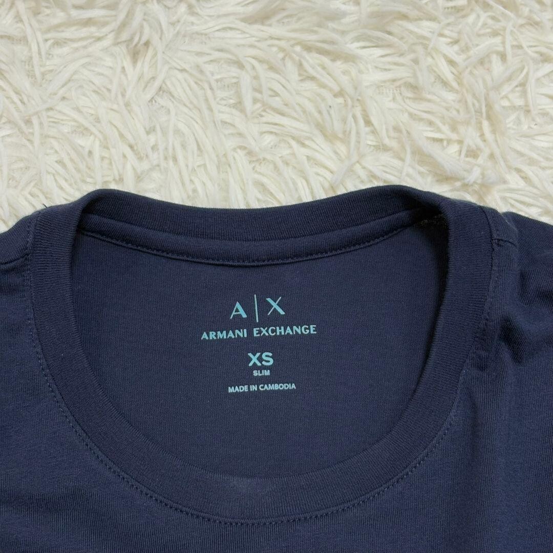 Armani Exchange AX Embossed Logo Navy T Shirt Unisex XS Cotton Crew Neck Auth