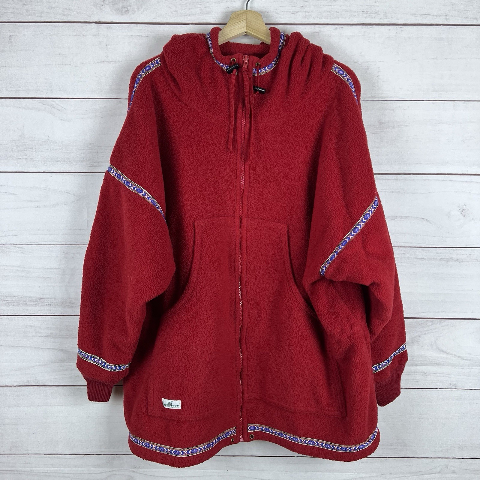 Wintergreen By Susan Schurke Ely, Mn Fleece Full Zip Jacket Red Mens Size L