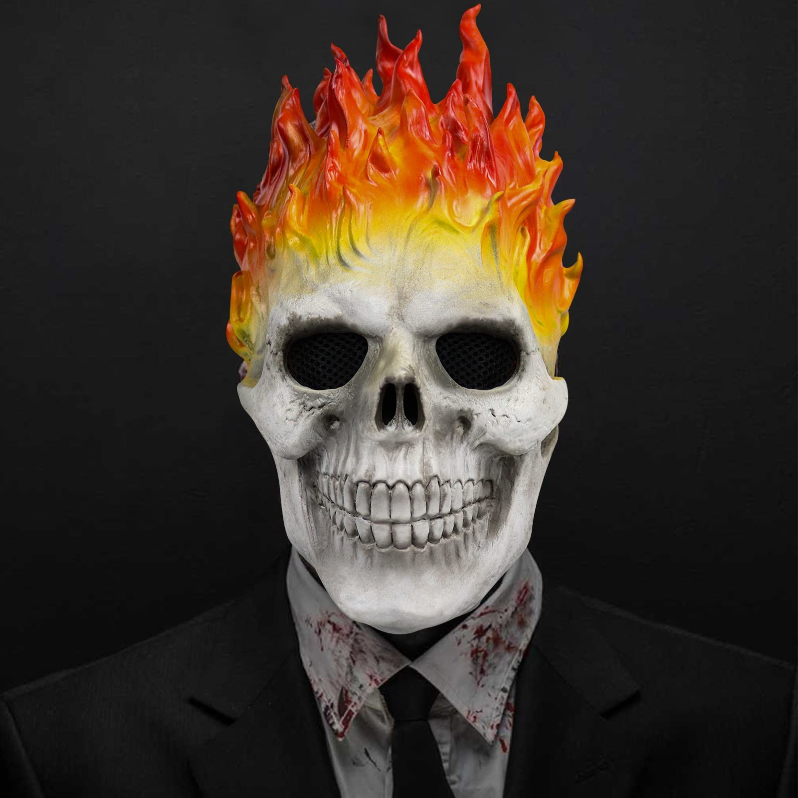 EJWCIG Ghost Mask Demon Flame 12.6in/32cm*9.8in/25cm*9.4in/24cm, Skull