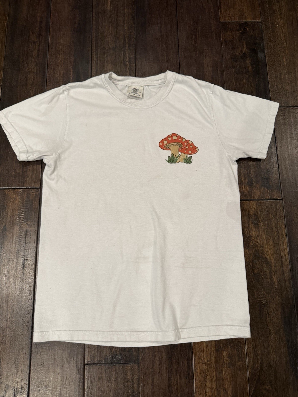 Comfort Colors Unisex White Trippy Mushroom Graphic Crew Neck T-Shirt S
