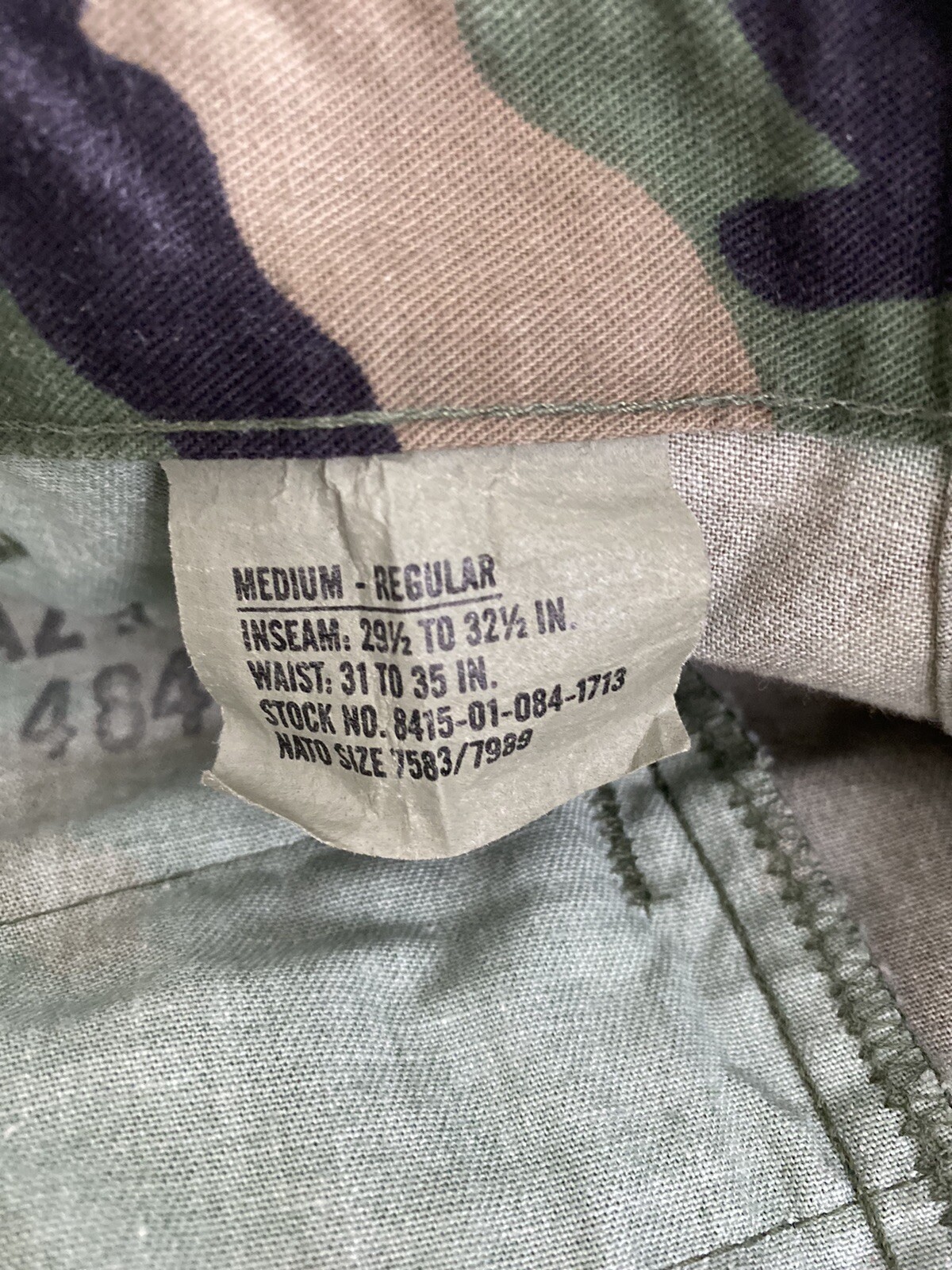 military cargo camo pants mans M heavy weight ,long 42 1/2 in, rise 12 in