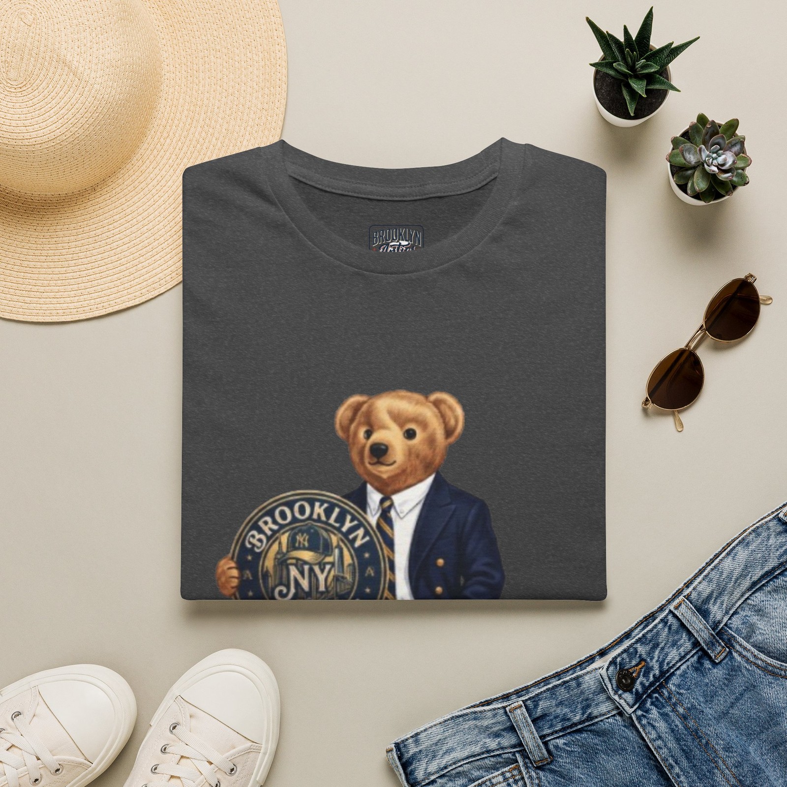 Brooklyn Teddy Bear Graphic T-Shirt | NYC Patch Polo Bear Shirt