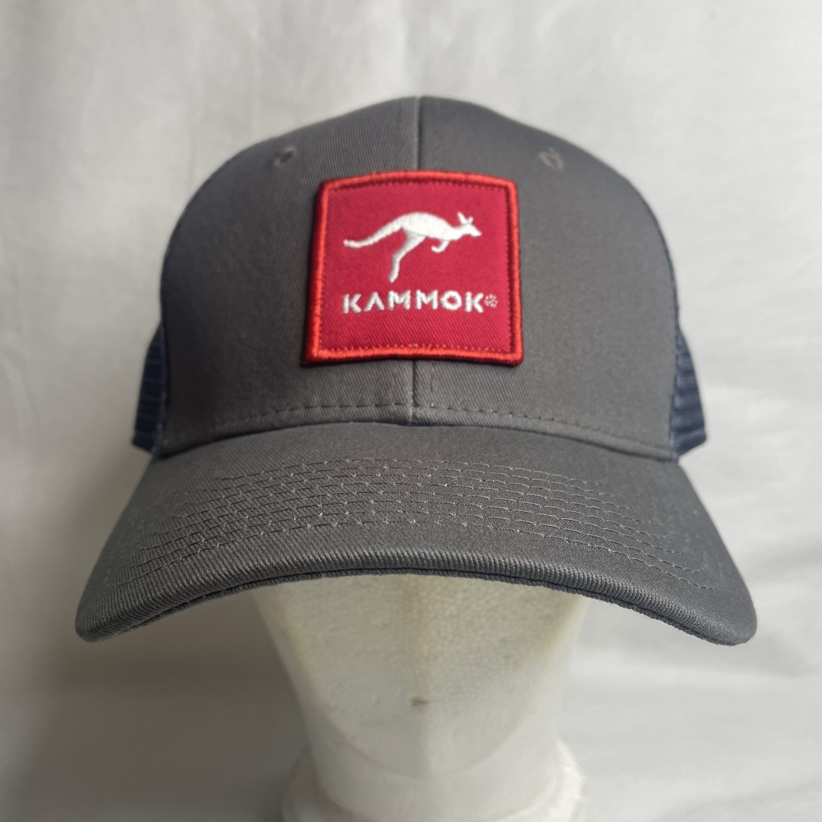 Kammok Trucker Hat Red Kangaroo Logo Gray Unisex Mesh Adjustable Snapback Cap