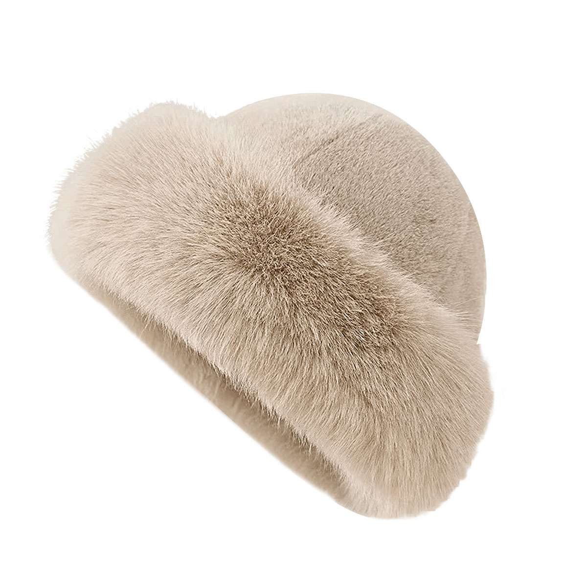 Winter Thickened Faux Fur Hat for Women Warm Plush Fluffy Outdoor Cap
