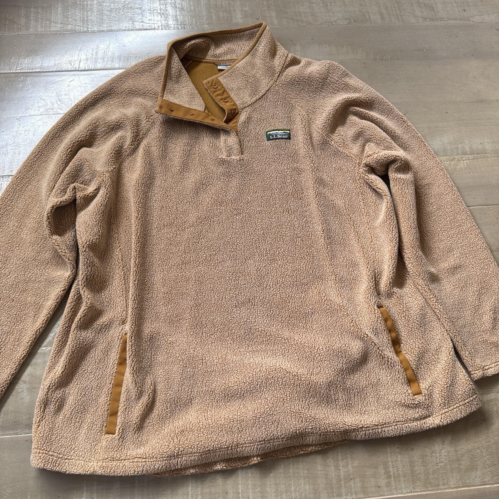 L.L. Bean Women’s Sherpa Fleece Sweatshirt, Caramel, Size 3X, Kangaroo Pocket