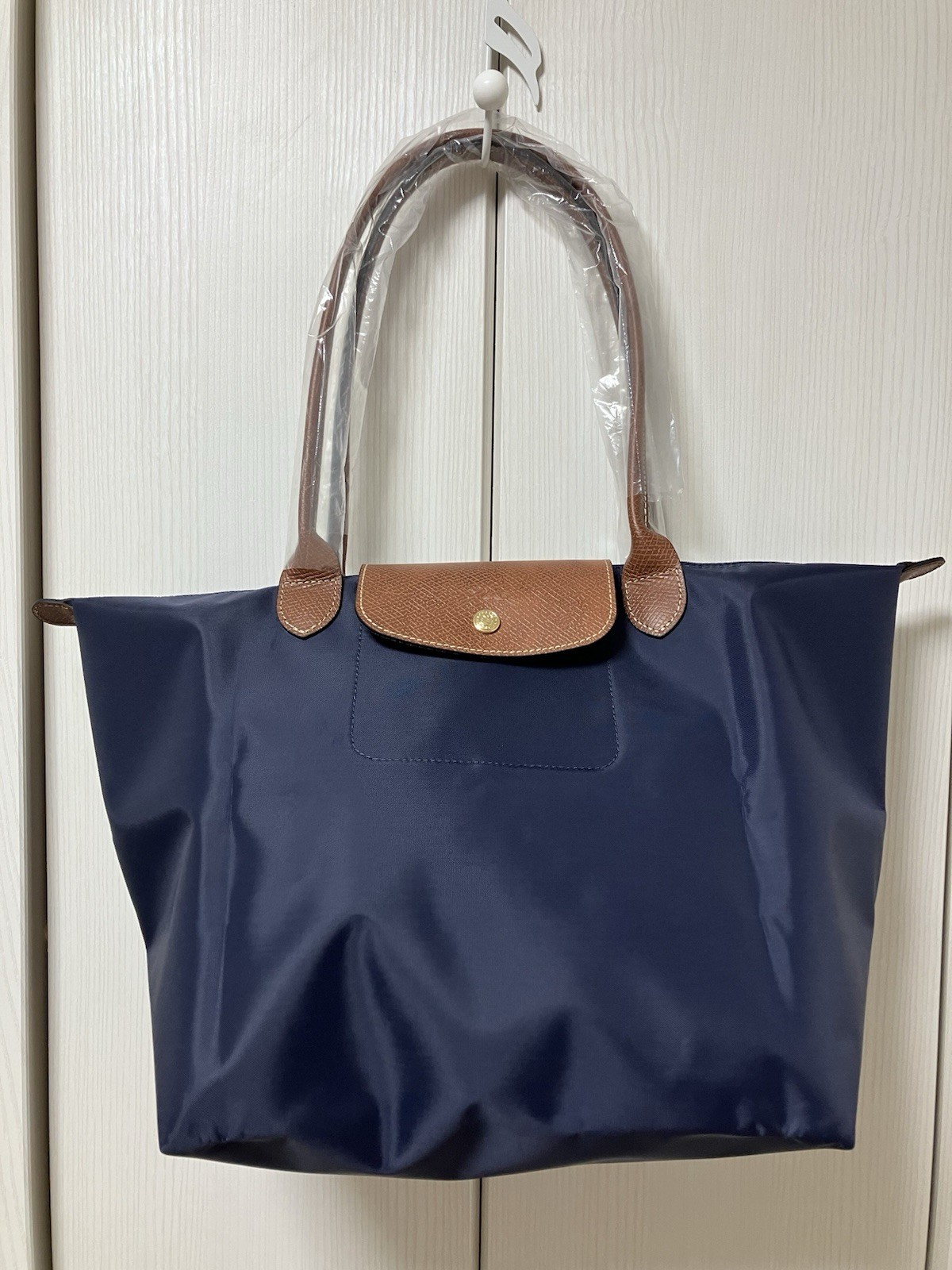 Longchamp LE PLIAGE L Tote Bag shoulder leather Navy Outlet