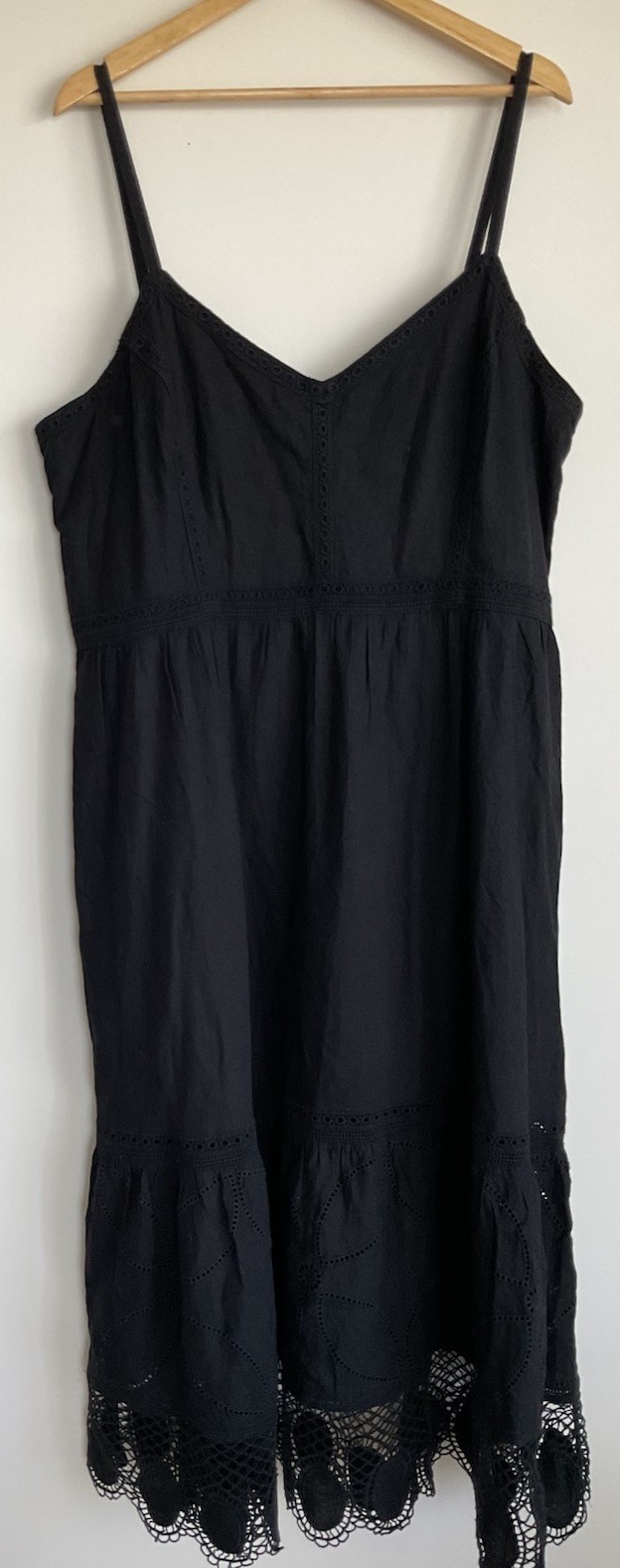 NWT Ann Taylor Loft Lace Linen Embroider Midi Sun Dress SIZE 16 Boho Brunch Lux