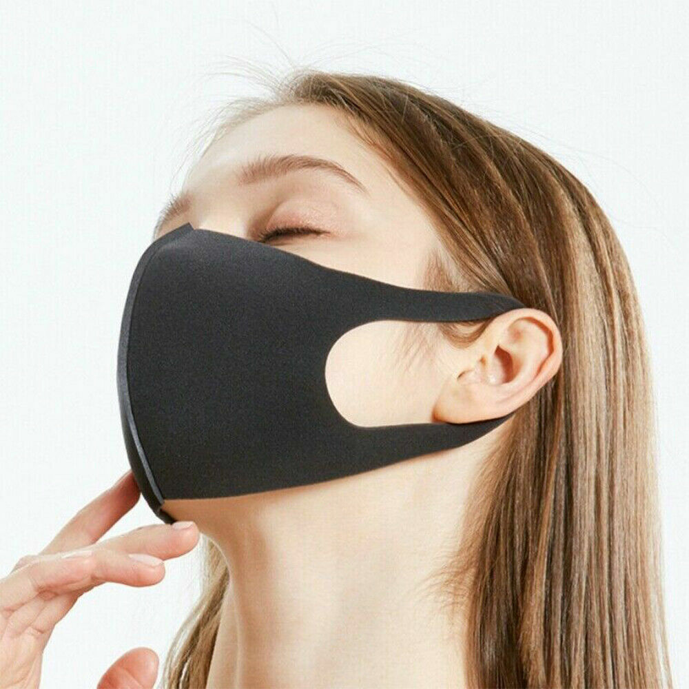 4PCS Light Comfortable Layer Black Cotton 3D Washable Face Mask / Reusable USA