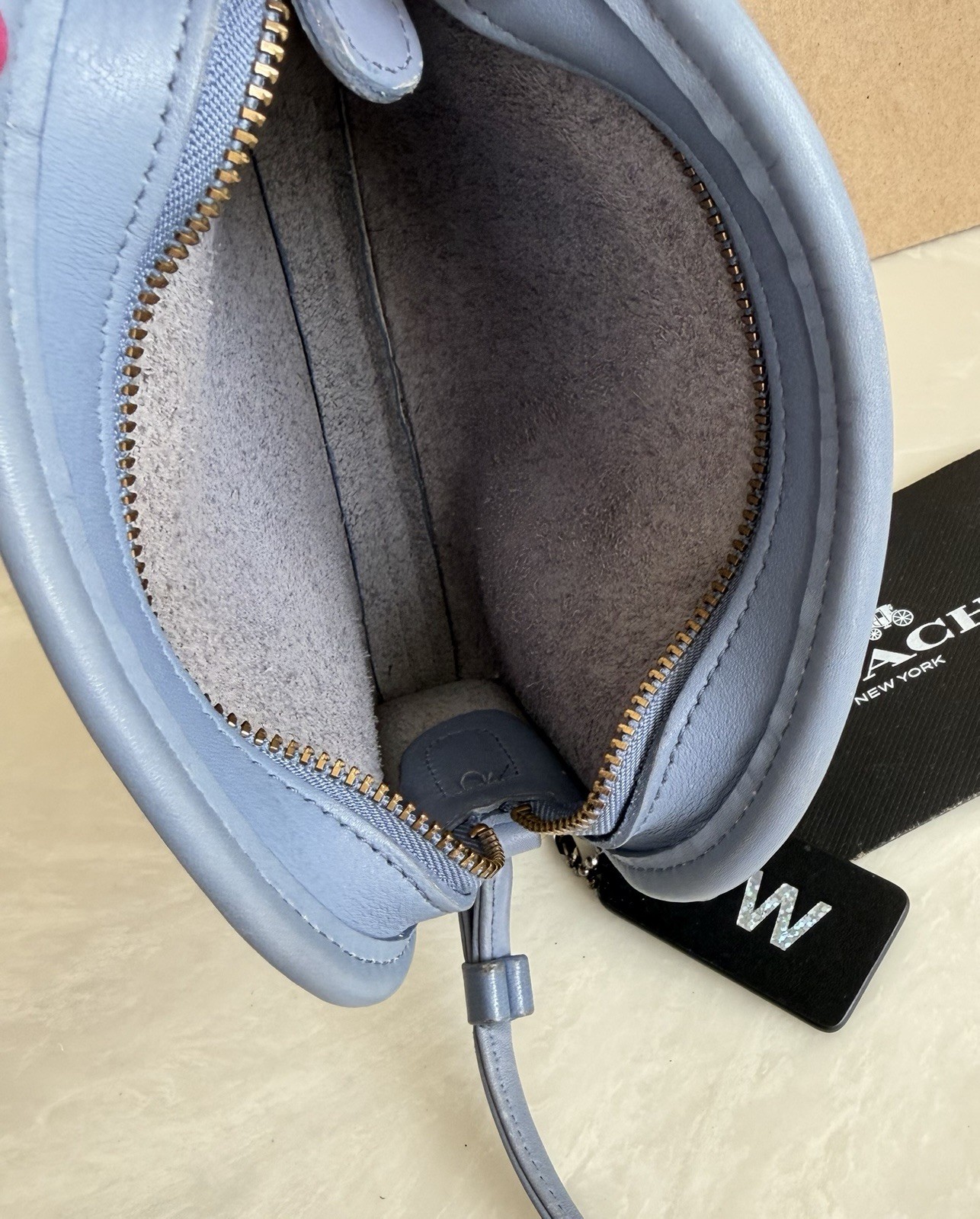 COACH VINTAGE PERIWINKLE BLUE ABBIE ZIP CROSSBODY BAG USA 9017 90’S