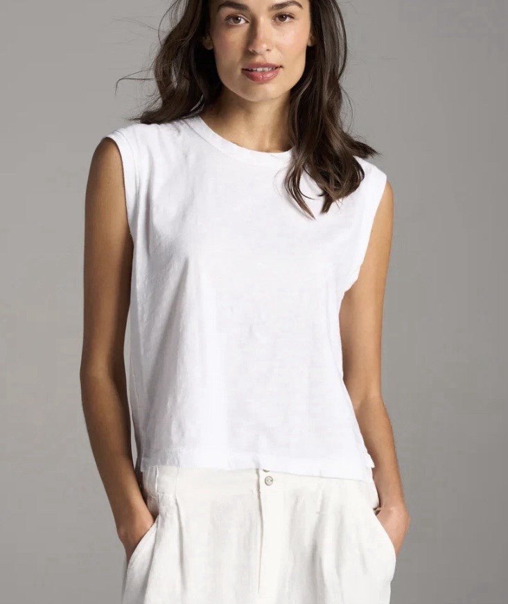 ROWAN Savannah Muscle Tank White 100% Cotton Women’s Size Large – NWT