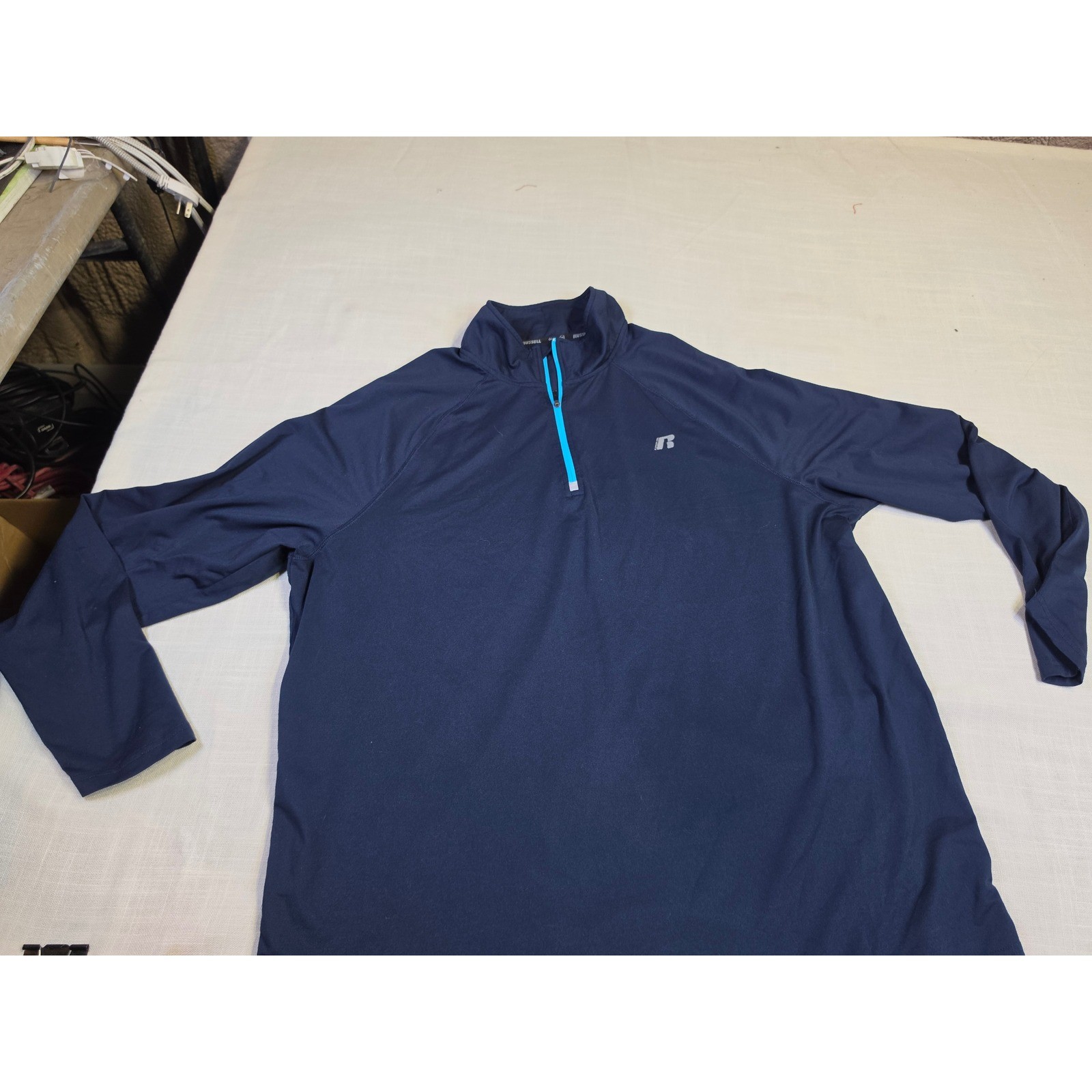 Russell Athletic Dri-Power 360 Mens XL Navy Blue Quarter Zip Pullover Workout