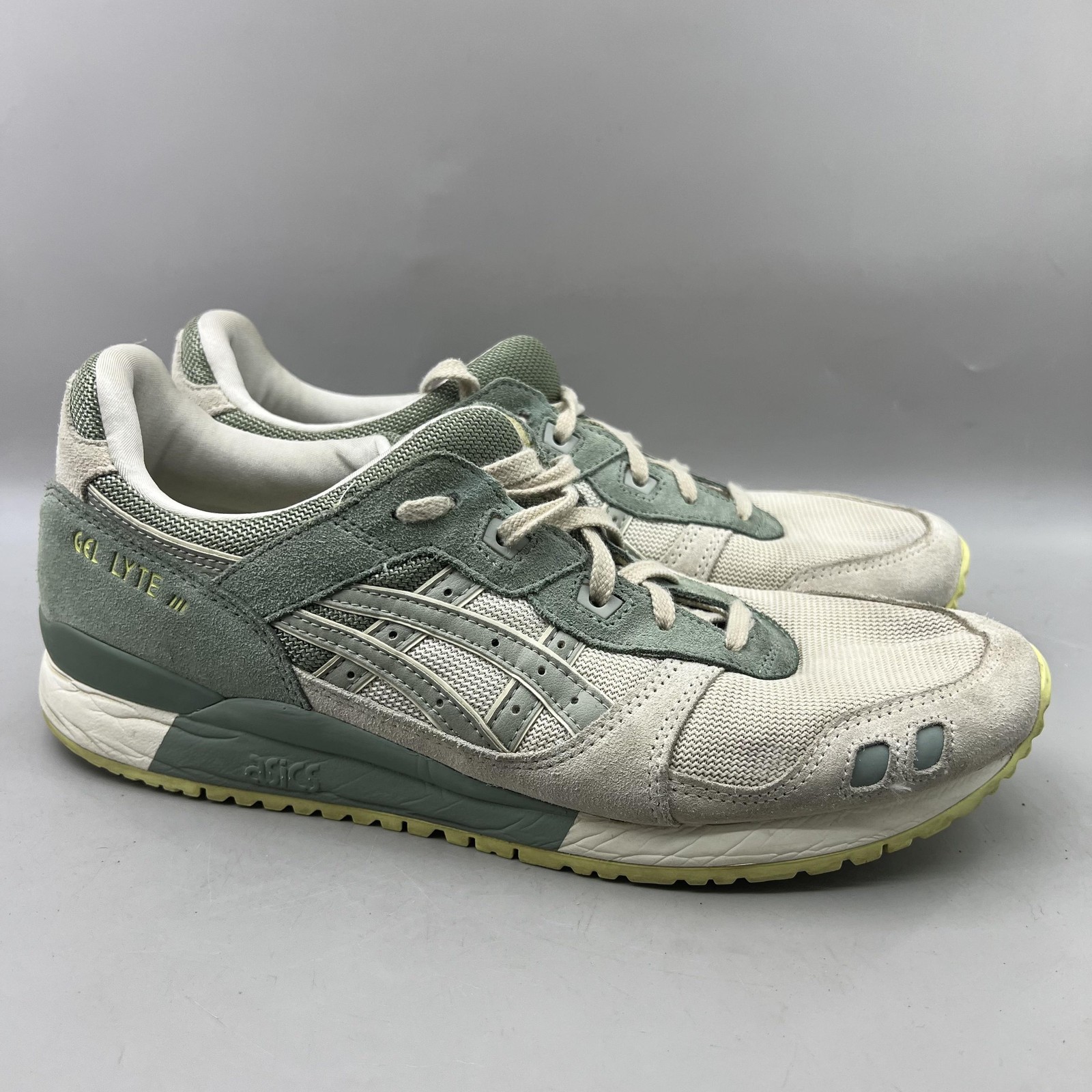 Asics Gel Lyte III OG Running Shoes Men Size 12 Green Gray Suede Comfort Sneaker