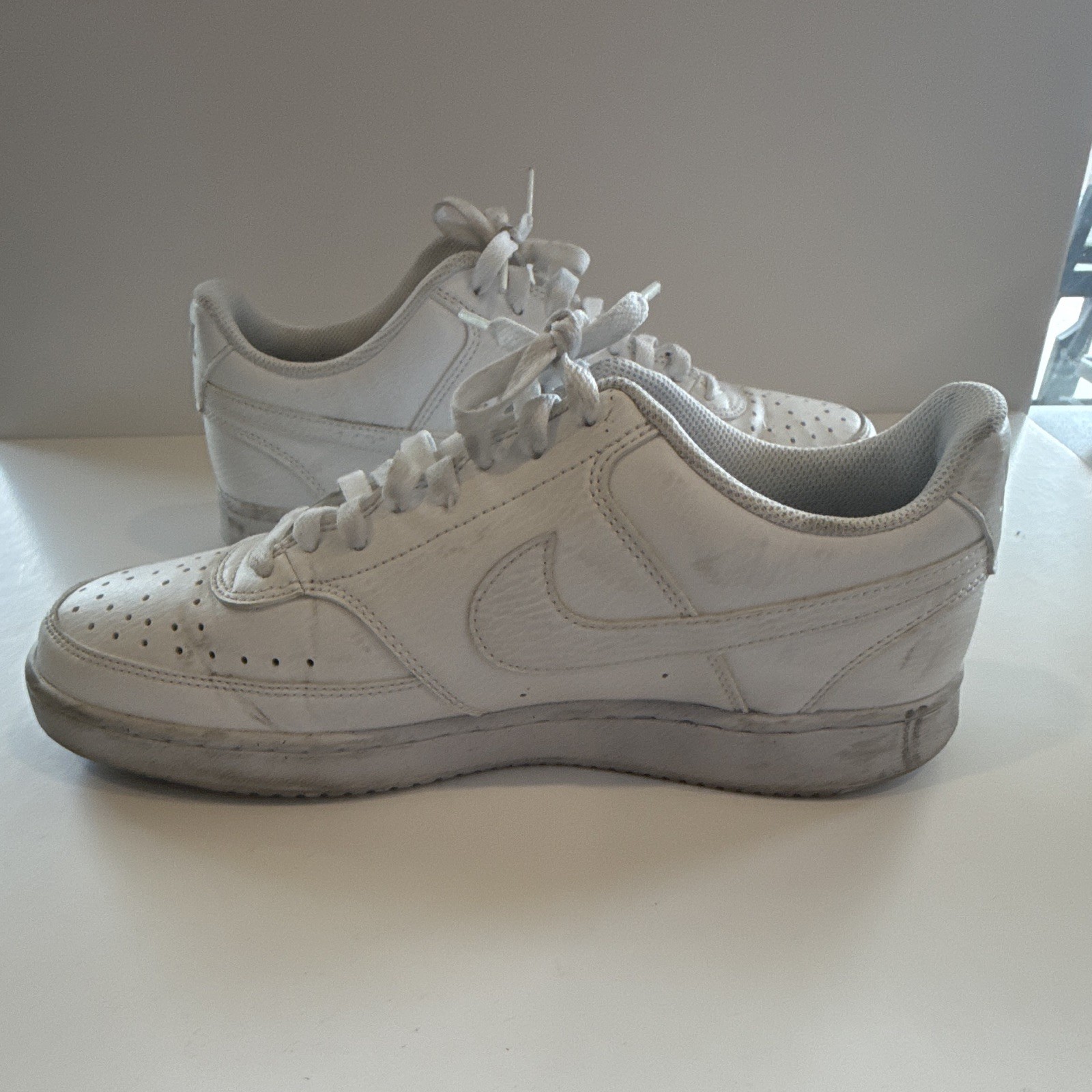 Nike Court Vision Next Nature Low Top Lace-Up Leather Sneaker Men Triple White