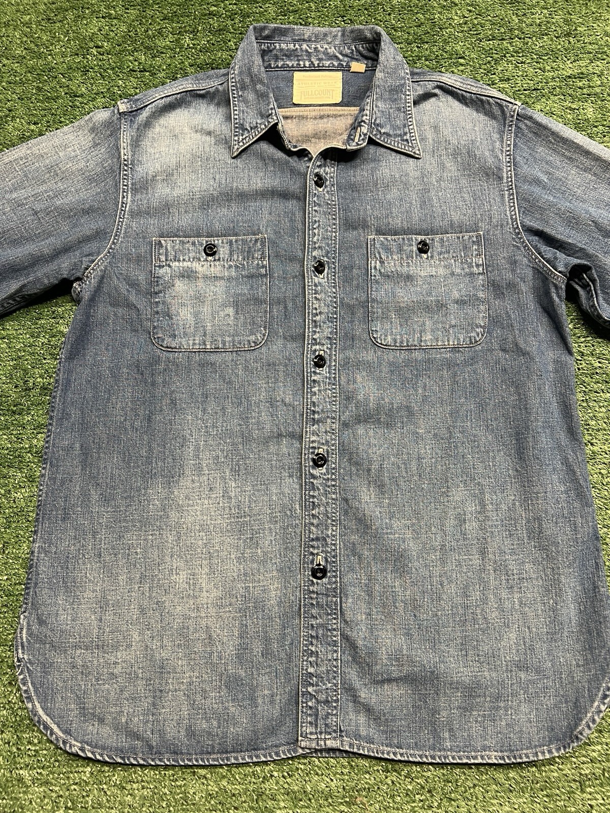 Full Count Japan Size 40 Denim Long Sleeve Work Shirt Indigo Hand Wash Style