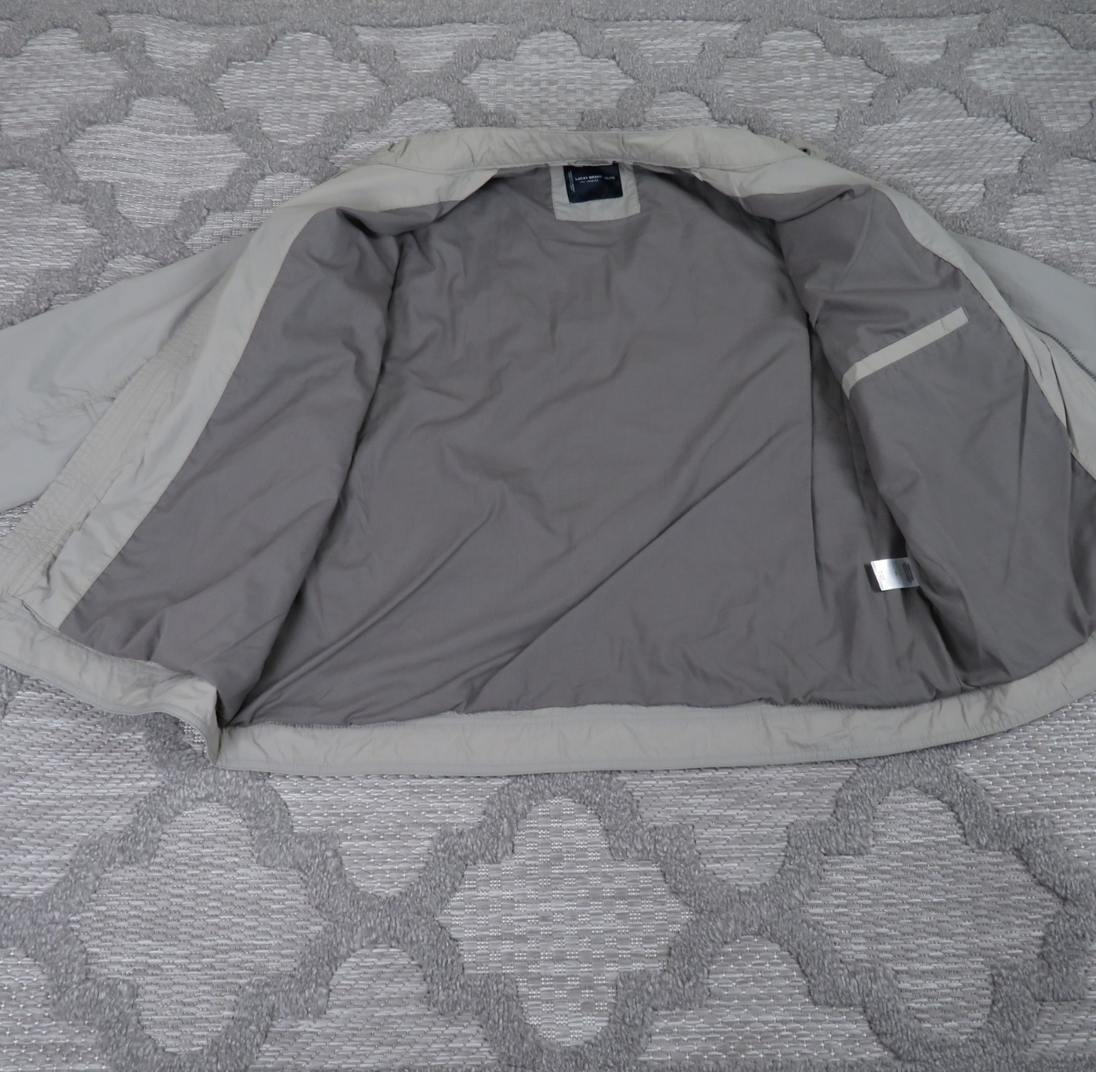 Lucky Brand Jacket Mens XXL Grey Nylon Moto Windbreaker Biker Utility Snap
