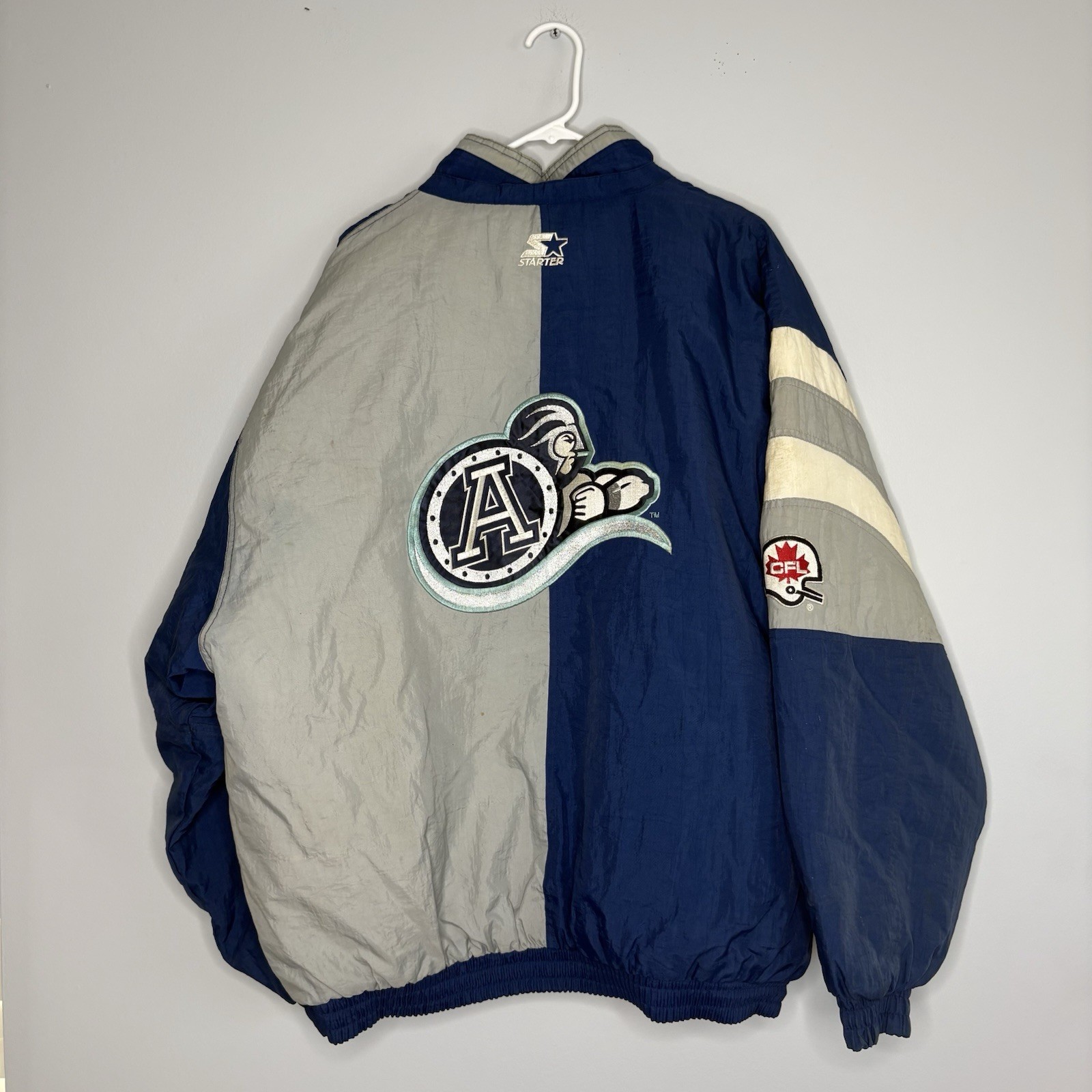 Vintage 90s Toronto Argonauts CFL Puffer Starter Jacket Size 2XL Full Zip