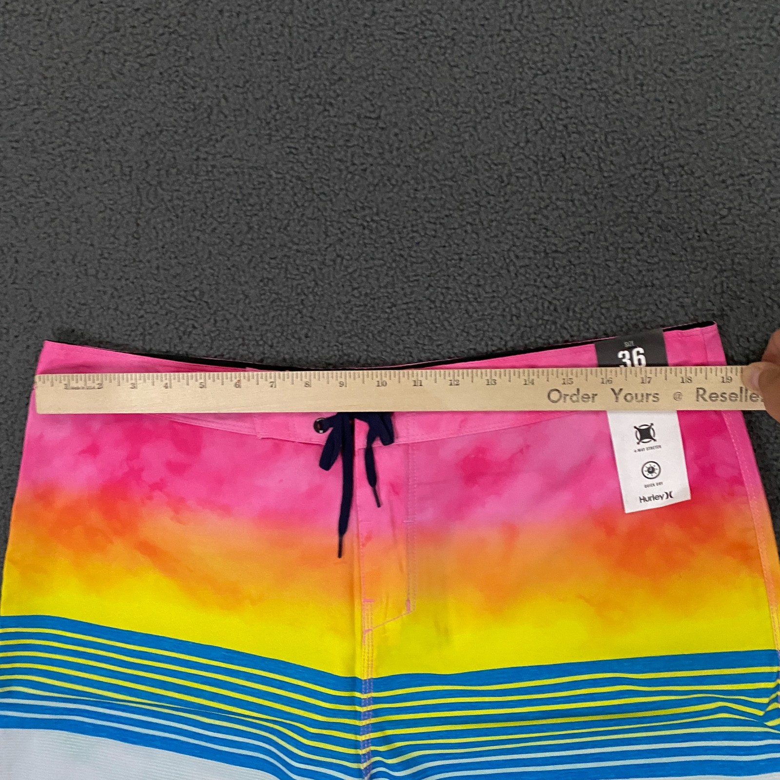 Hurley Weekender 20″ Swim Board Short Mens 36 Striped Quick Dry Stretch NWT