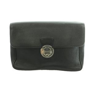BALLY Leather Men’s Second Bag Clutch Black 7.7×2.6×12.6in Vintage B