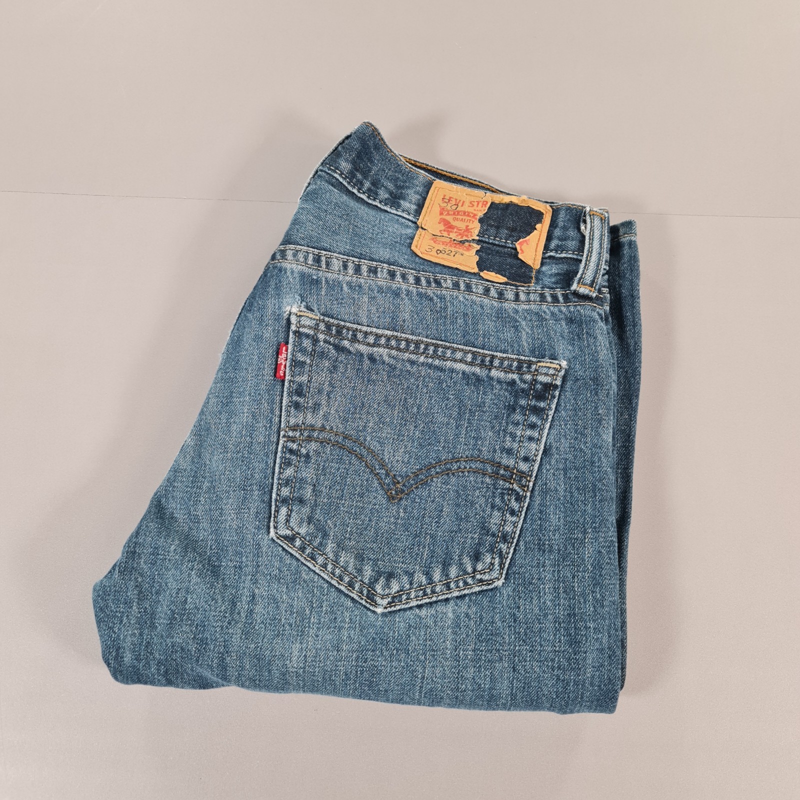 Levis 527 Bootcut Jeans Mens W30 L30 Blue Boot Cut Zip Fly Denim Distressed