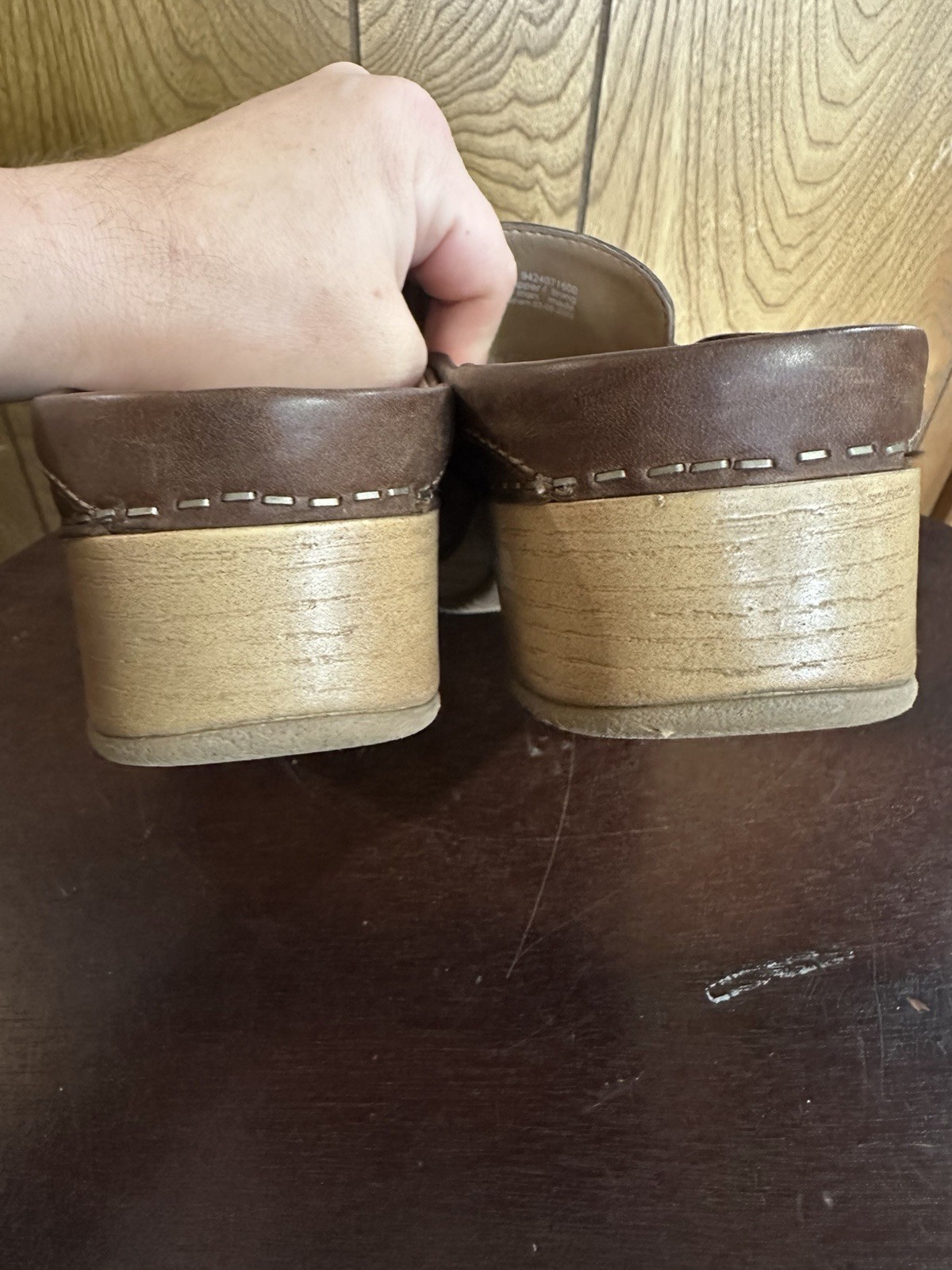 Dansko Bel Oiled Brown Leather Slip On Loafer Clogs Mule Shoes Size 8 39 slide