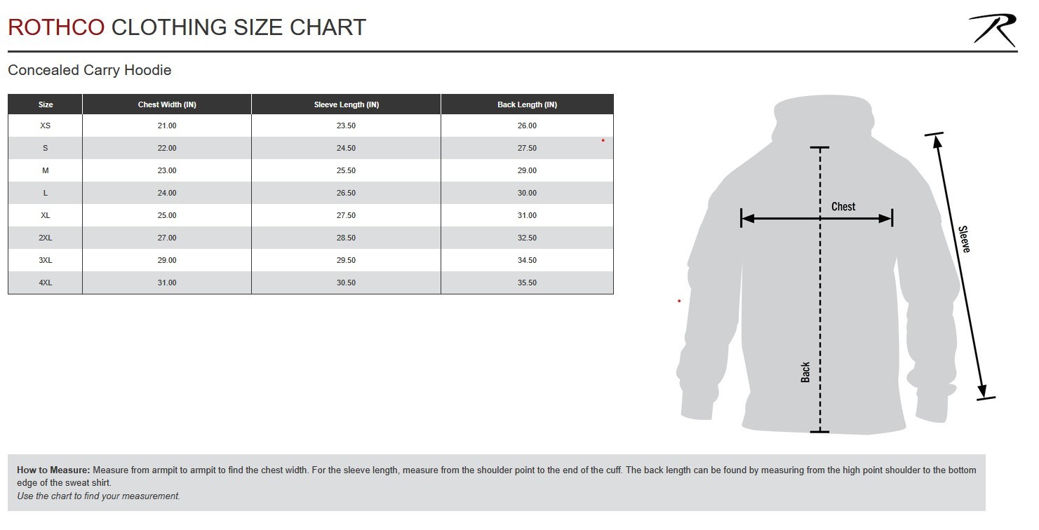 Rothco Solid/Camo Mens Polyester Concealed Carry Hoodie (Choose Sizes)
