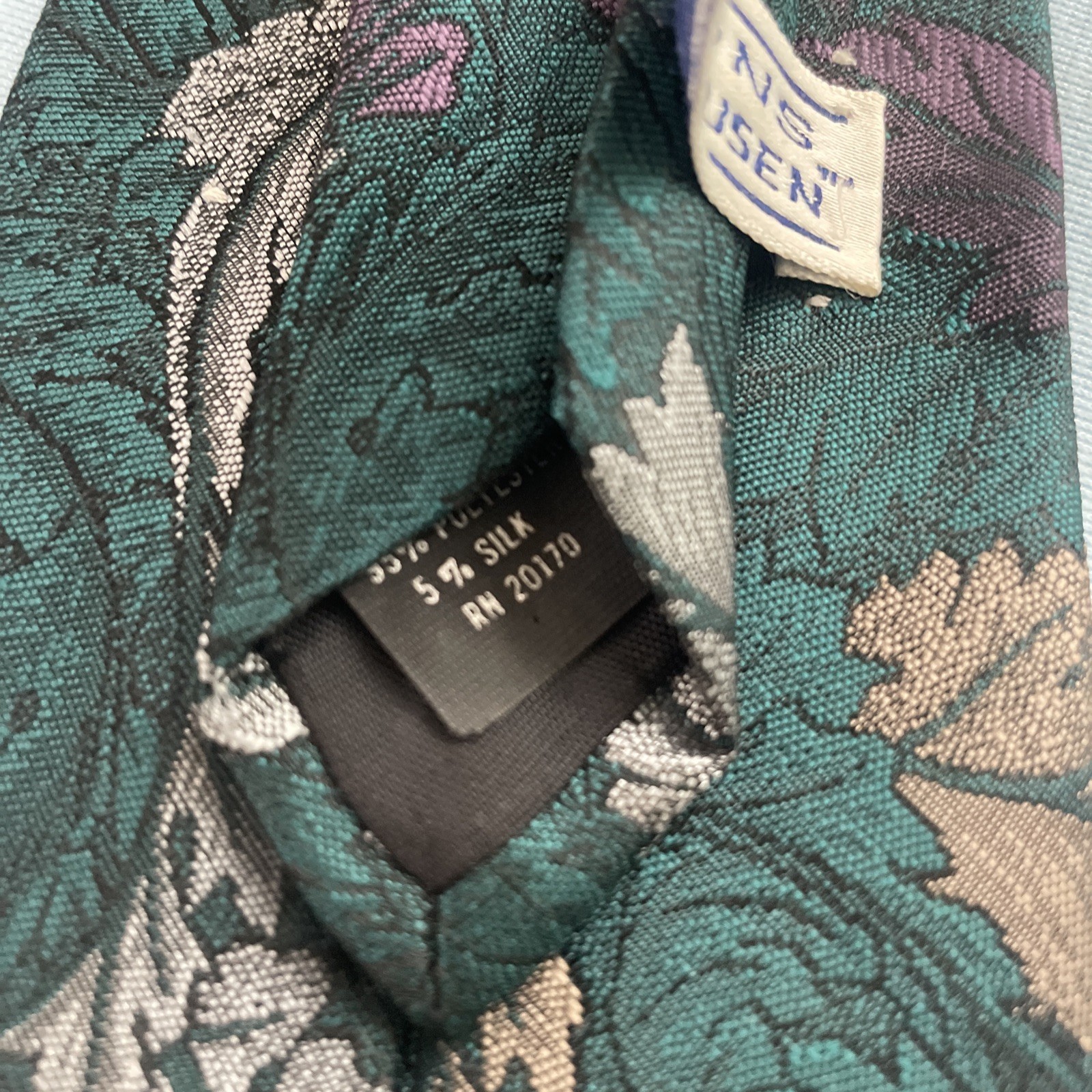Vtg Necktie Editions Van Heusen Tie Brocade Floral MCM Poly Silk Texture 3×59″