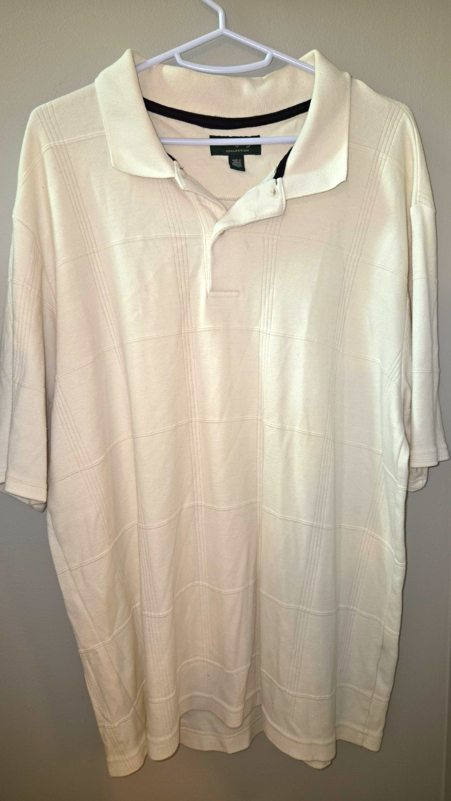 David Taylor Collection Men’s L/G White Solid Short Sleeve Collared Polo Button