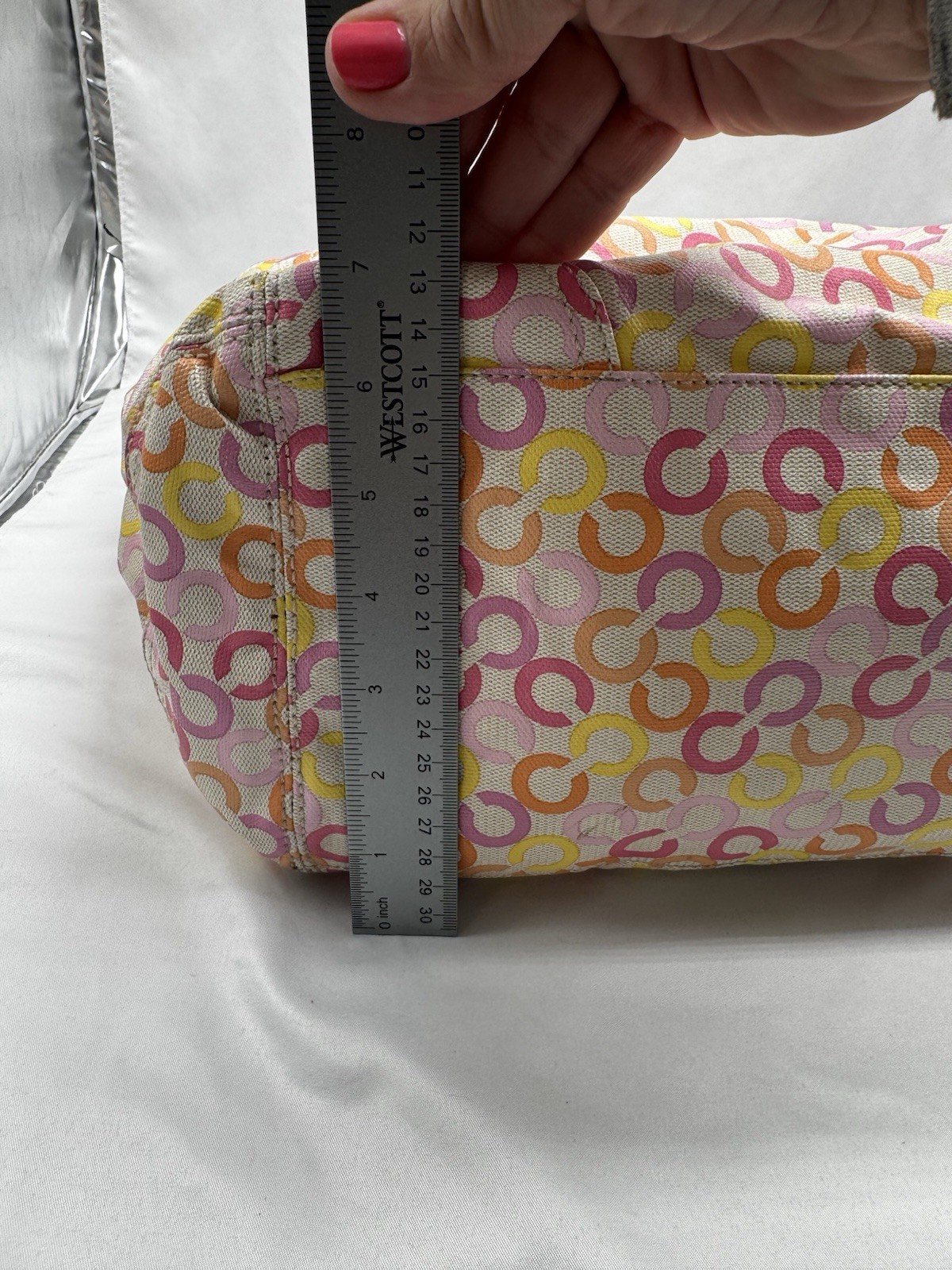 COACH Leah Signature Muti-color Shopper Tote Bag Laptop Commuter Office Shoulder