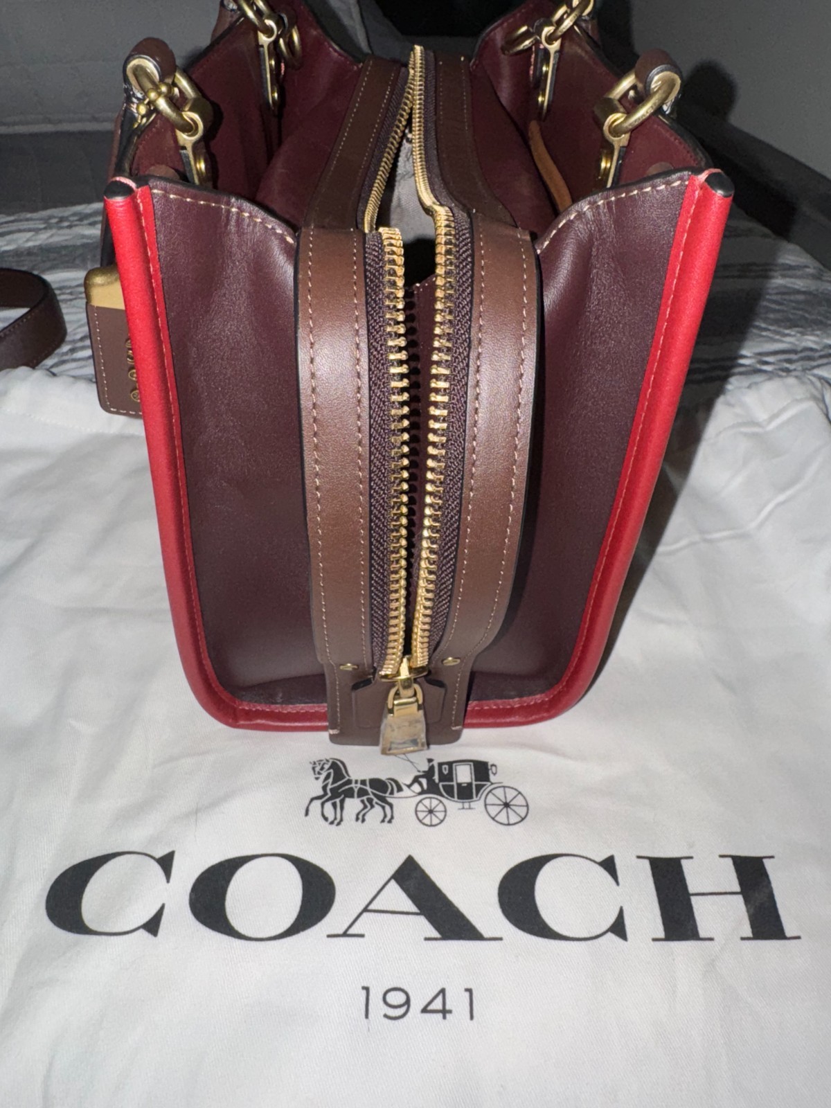 Coach Rogue Bag 25 In Colorblock, Style C6461, B4/Brick Red Multi, New With Tag!