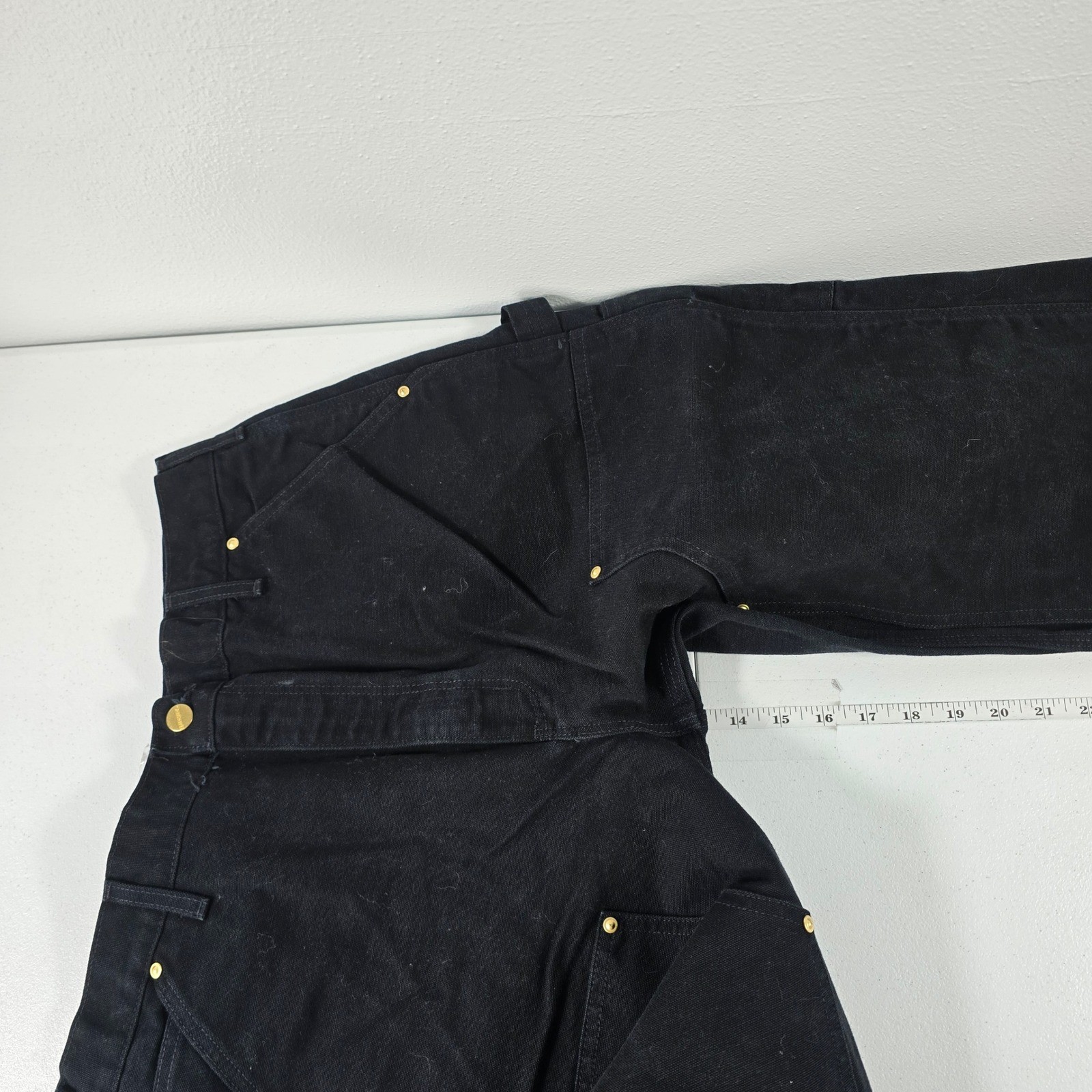 Carhartt B01 BLK Mens Black Double Front Work Dungaree Duck Canvas Pants 36×32