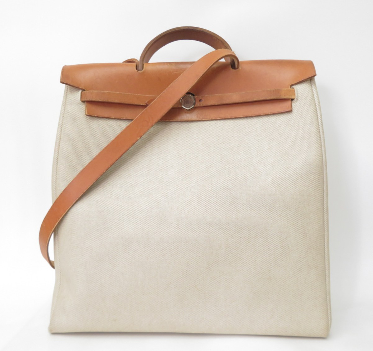 Authentic Hermes Her Bag Canvas Hand Bag Shoulder Bag F#53185