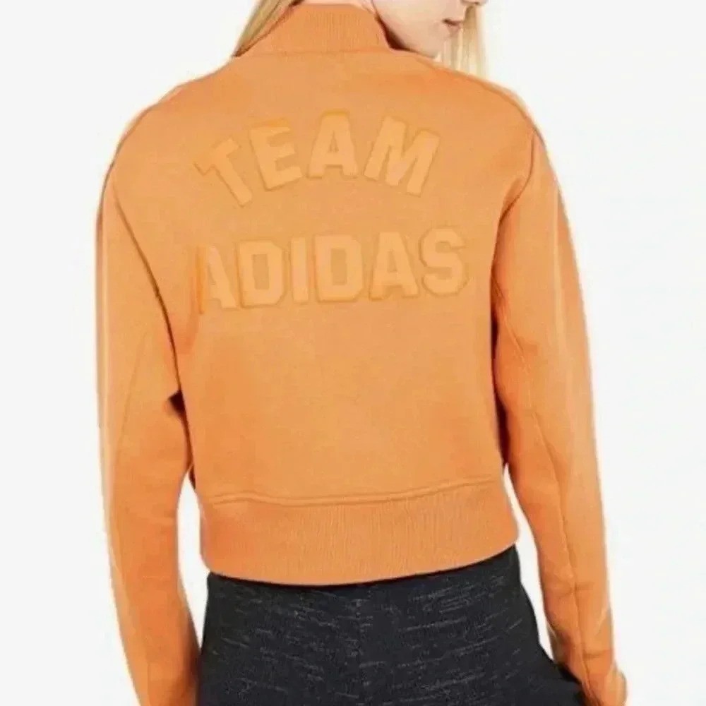 Team Adidas VRCT cropped mock neck pullover sweatshirt in Tech Copper