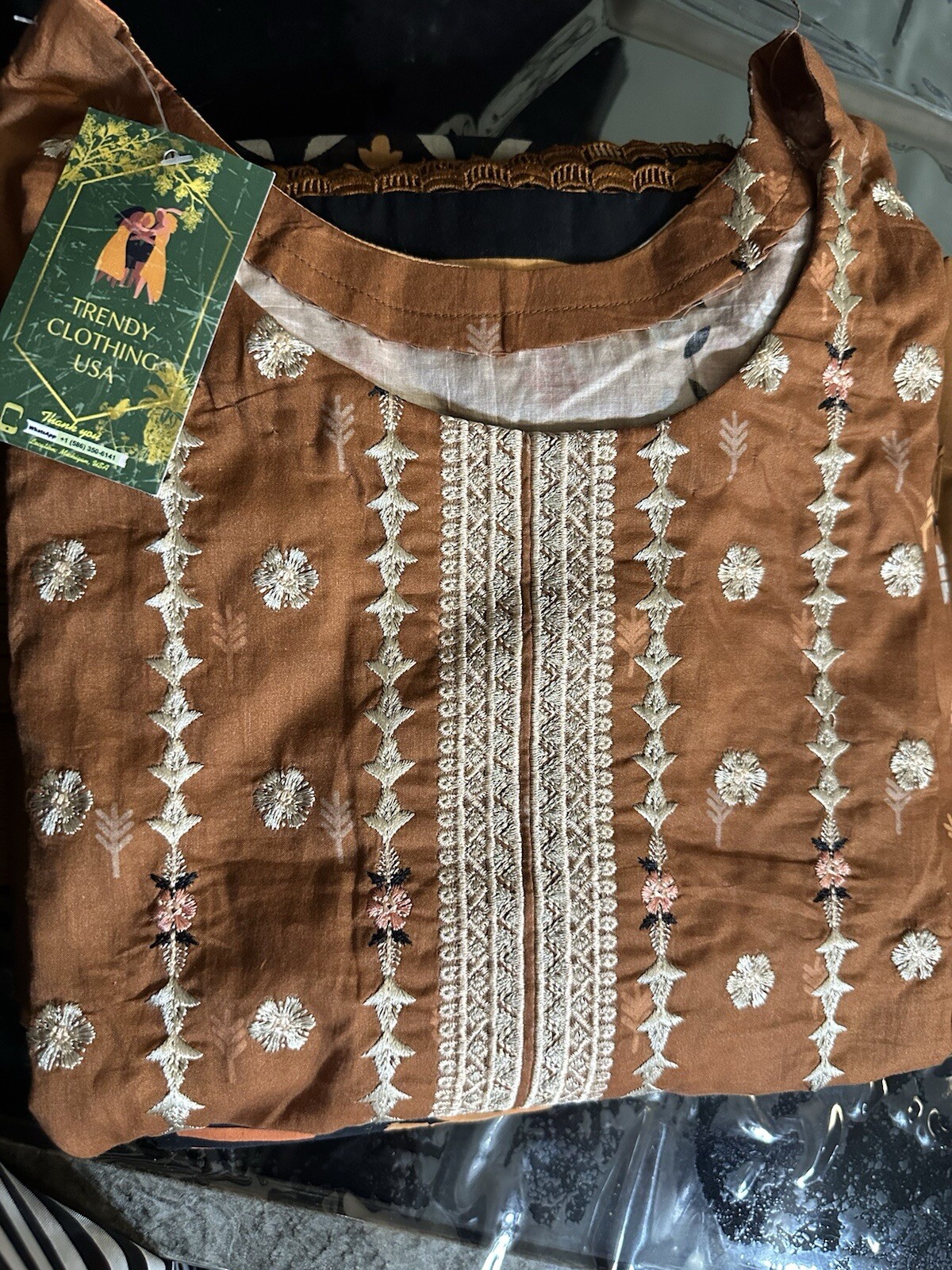 Beautiful Lawn Cotton Suit For Summer, Emb Shirt And Emb Dupatta- Large – $35