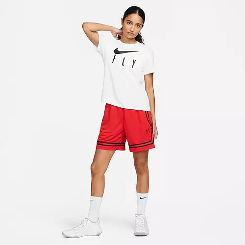 Nike Women’s Fly Crossover Basketball Gym School Shorts $50 Red NEW DH7325 657