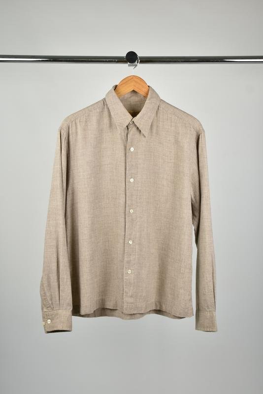 Men DKNY Shirt Brown Wool Linen 38 / M / 46