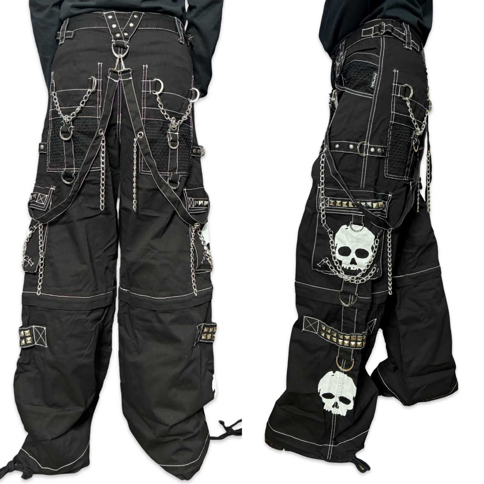 Tripp NYC Goth Skate Grunge Straps Baggy Bondage y2k Skull Pants Shorts AF3770M