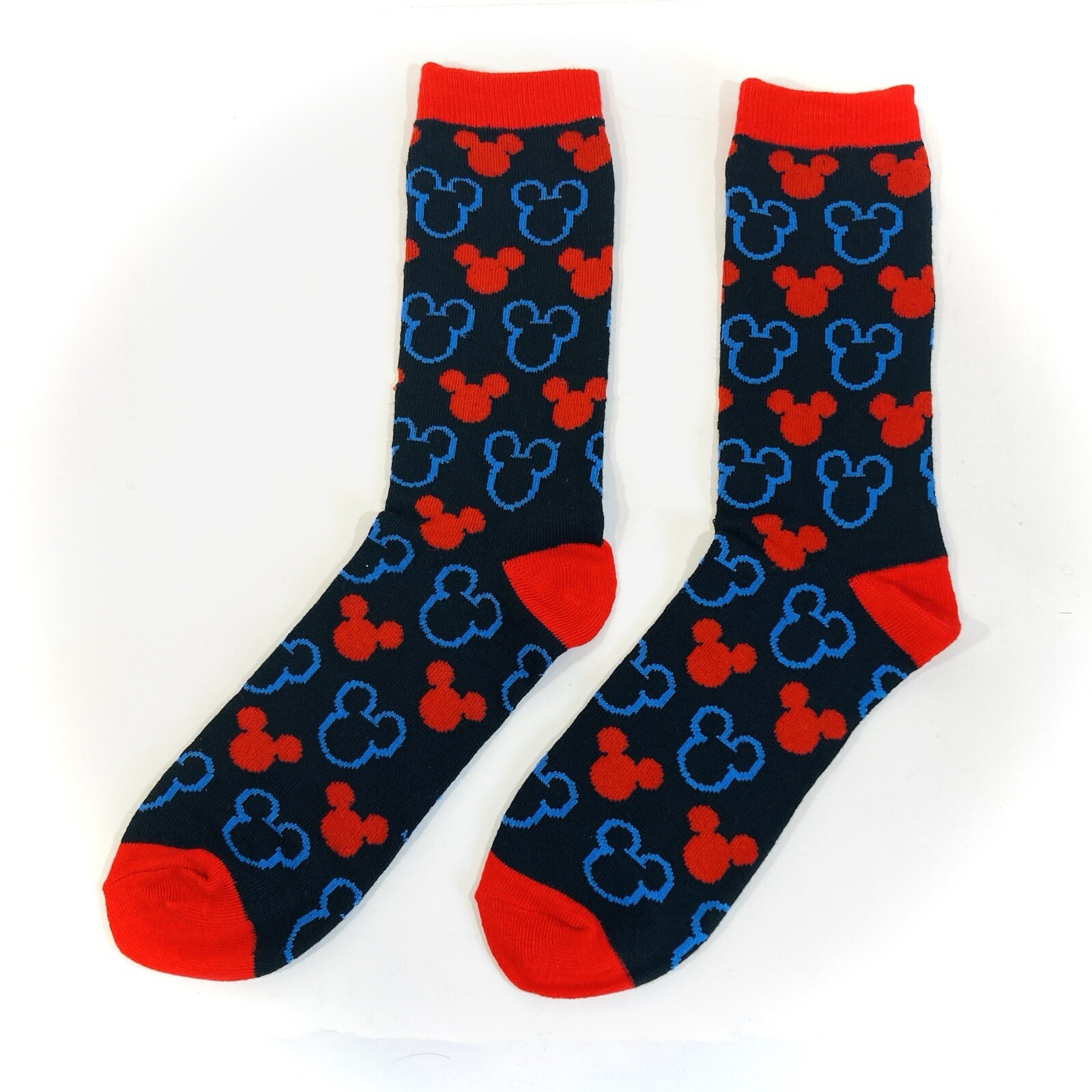 MICKEY MOUSE SOCKS black red blue silhouette ears disney ADULT CREW OSFM unisex