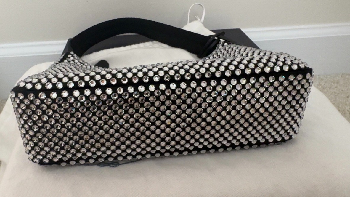 Authentic Prada Re-Edition 2000 Crystal Embellished Satin Mini Shoulder Bag