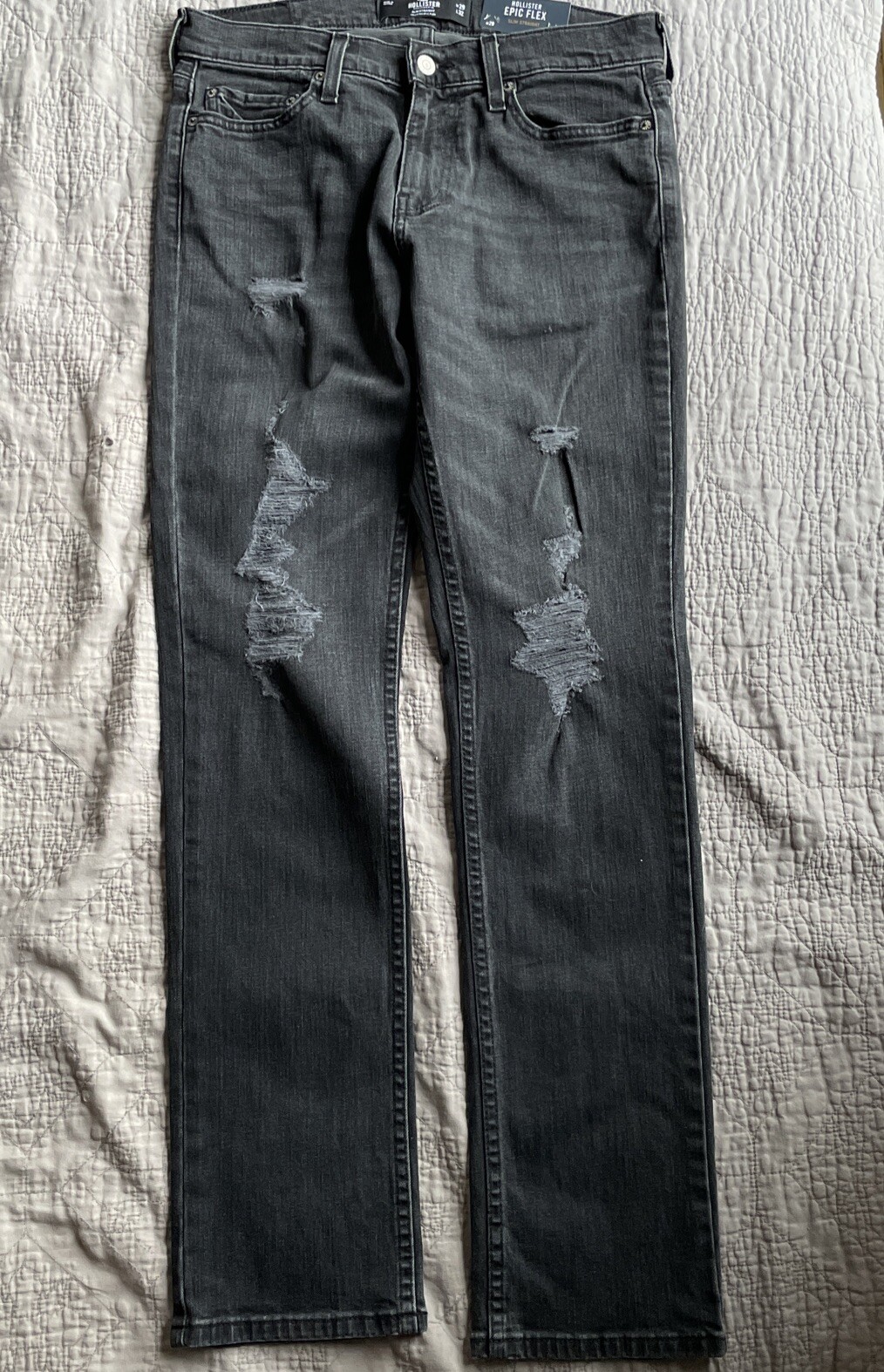 Hollister Epic Flex Men’s Slim Straight Black Denim Jeans Size W29 X L32